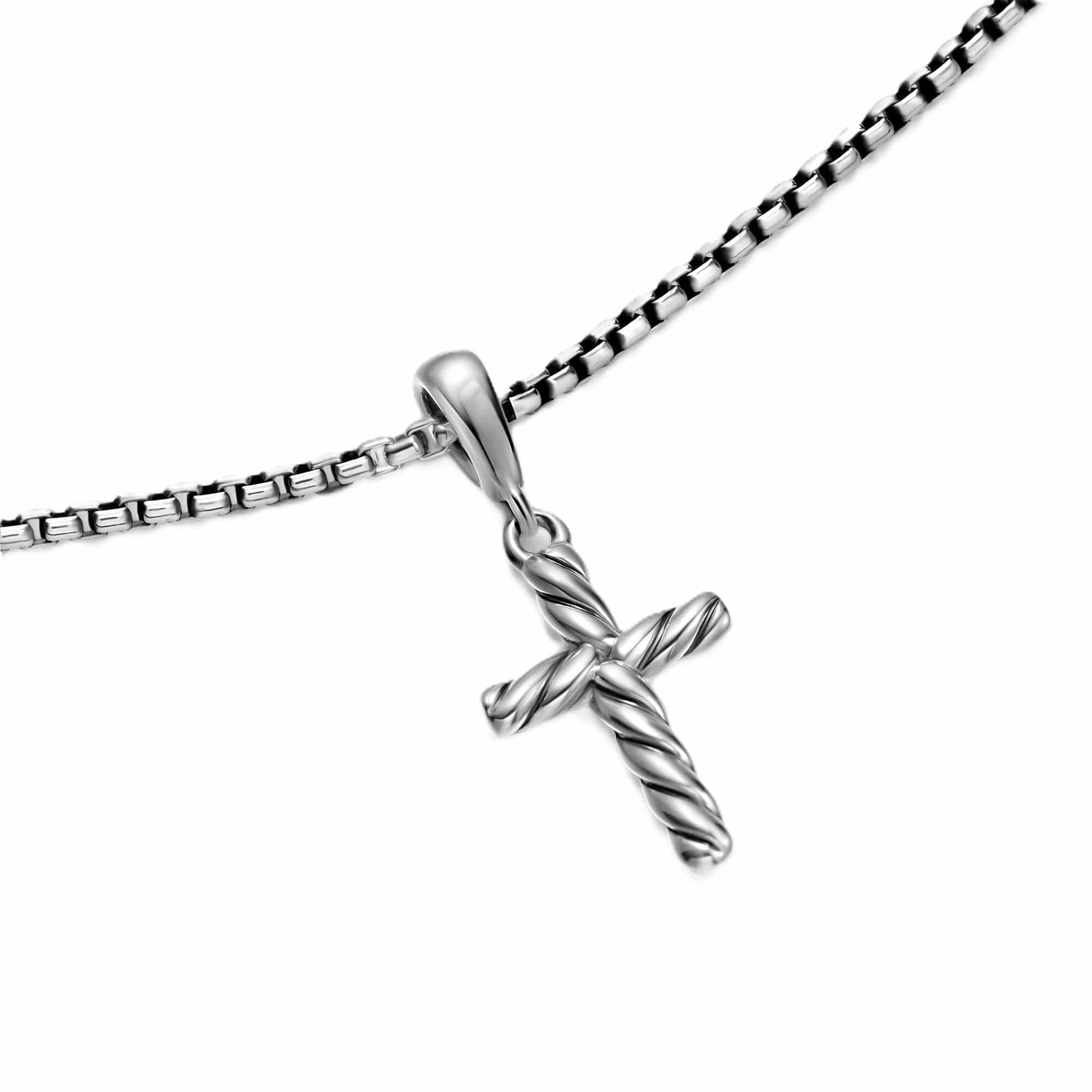 Cable Cross Pendant Necklace Sterling Silver, 17.5mm - Image 4
