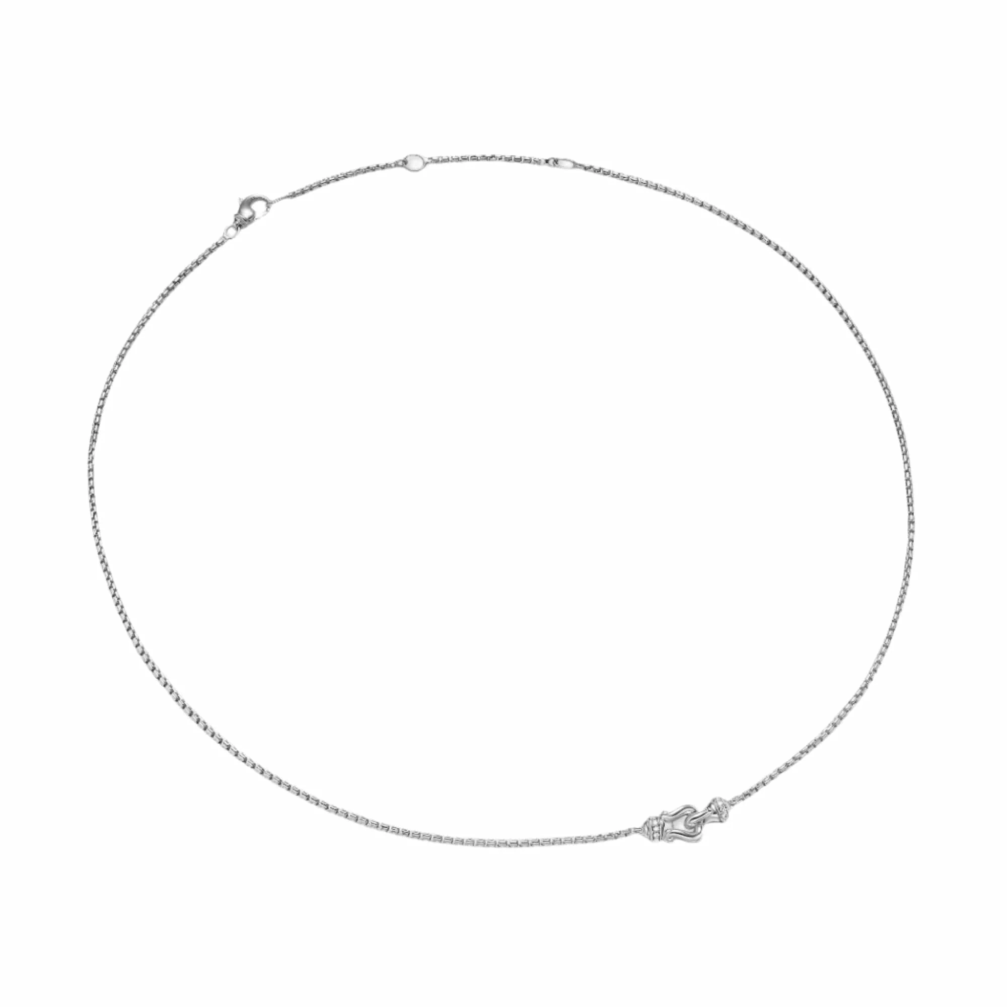 Petite Buckle Necklace Sterling Silver with Diamonds, 16.2mm - Image 2