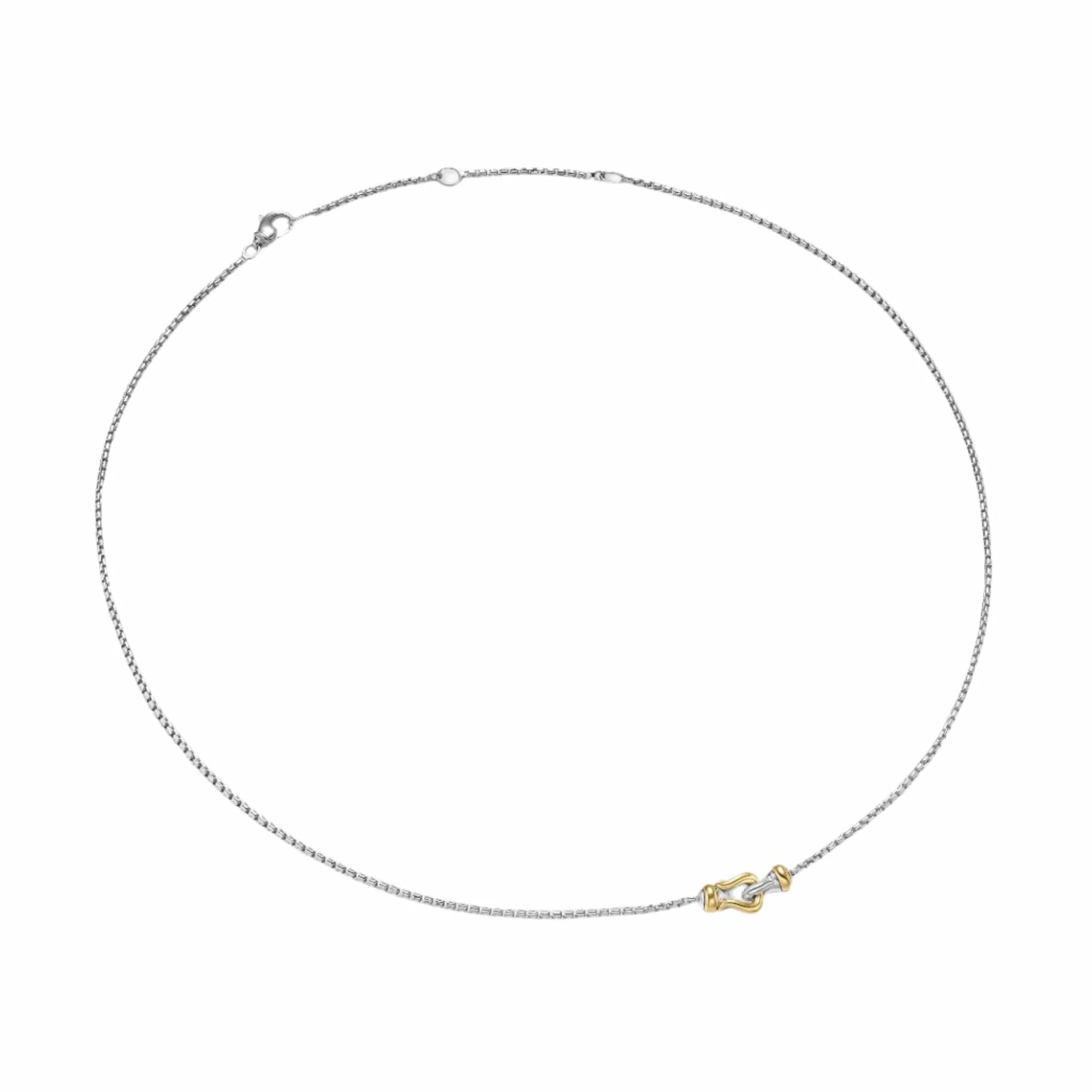 Petite Buckle Necklace Sterling Silver with 14K Yellow Gold, 16.2mm - Image 2