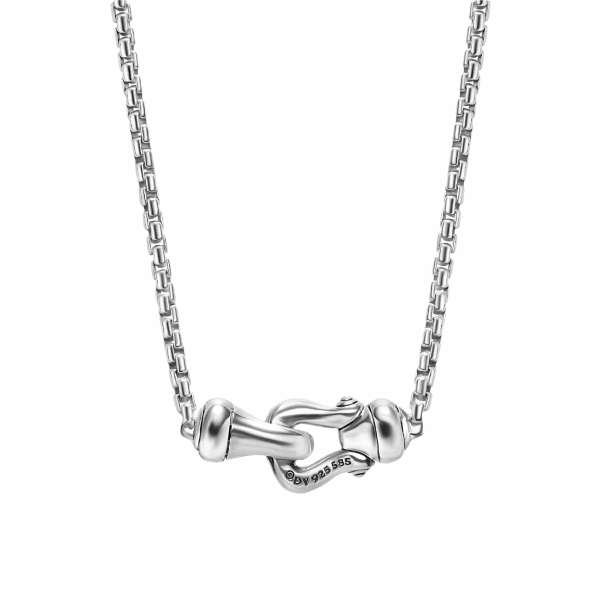 Petite Buckle Necklace Sterling Silver with 14K Yellow Gold, 16.2mm - Image 4