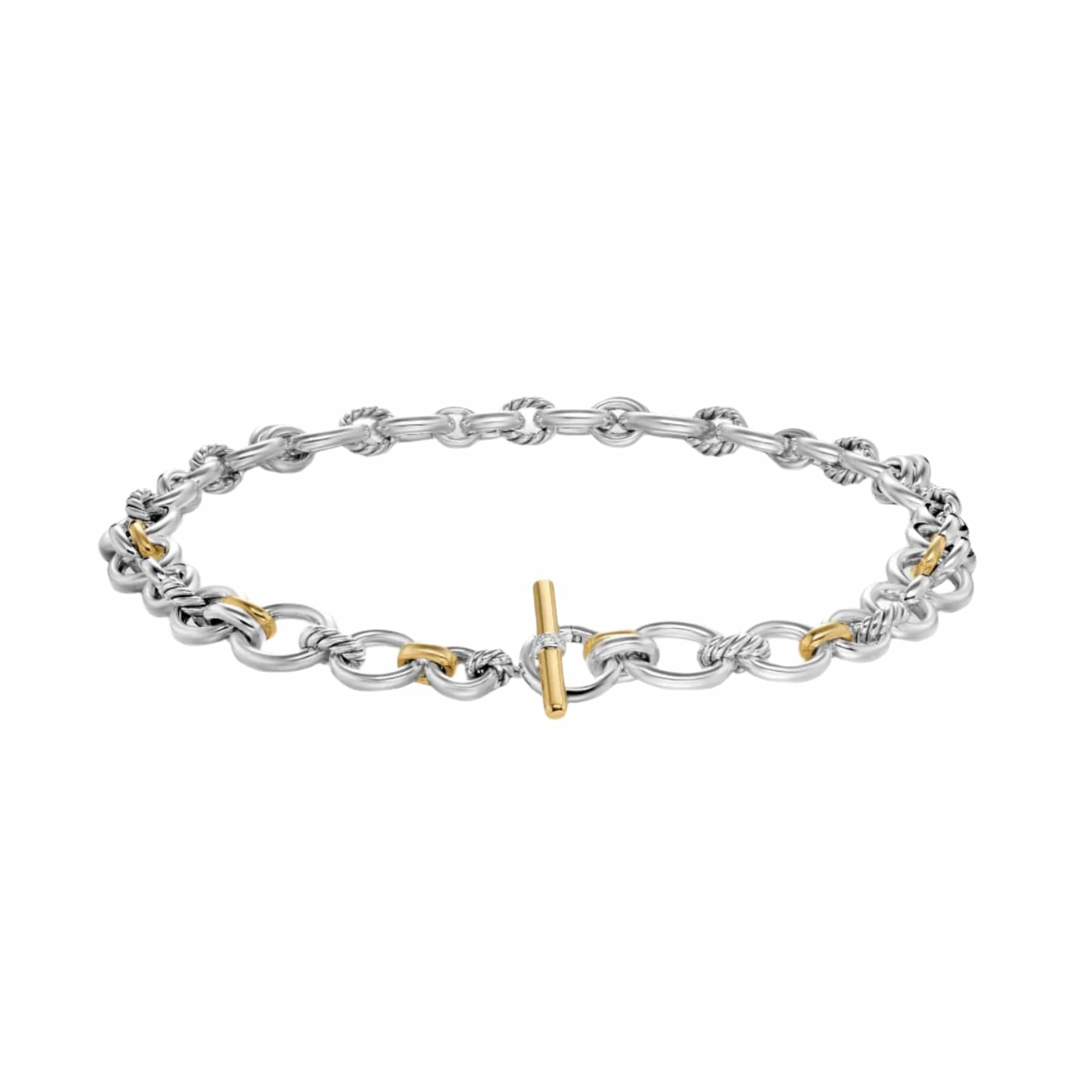 DY Mercer® Chain Necklace Sterling Silver with 18K Yellow Gold and Diamonds, 8mm - Image 3