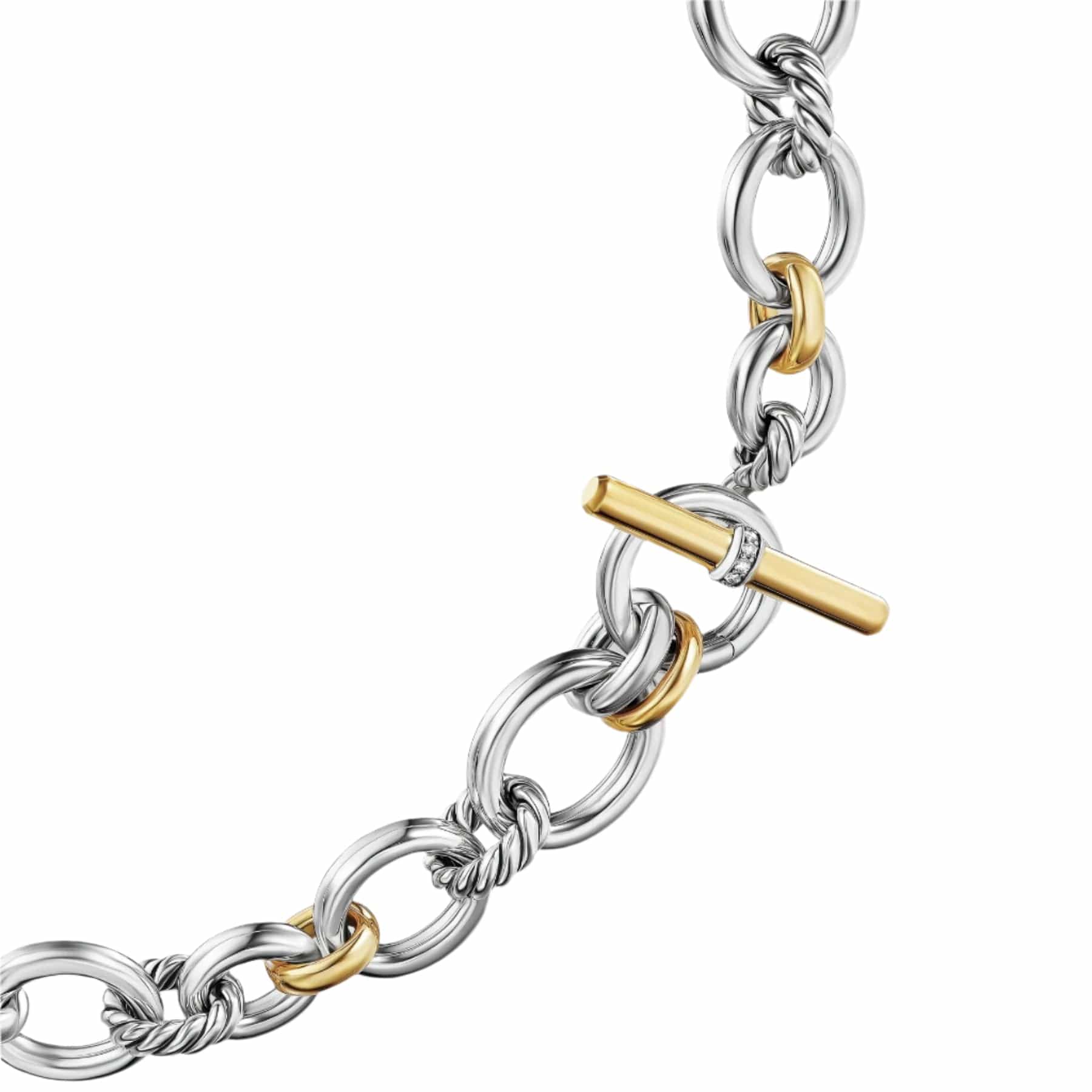 DY Mercer® Chain Necklace Sterling Silver with 18K Yellow Gold and Diamonds, 8mm - Image 4