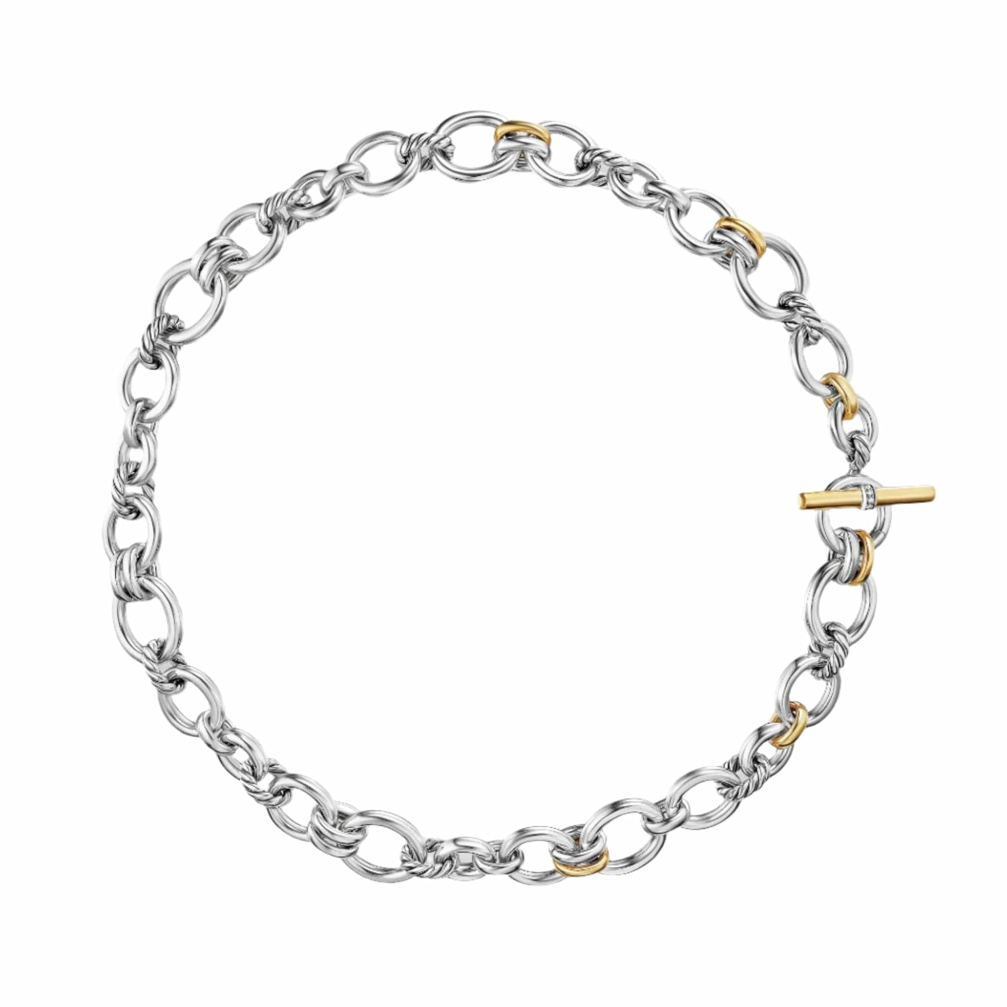 DY Mercer® Chain Necklace Sterling Silver with 18K Yellow Gold and Diamonds, 8mm