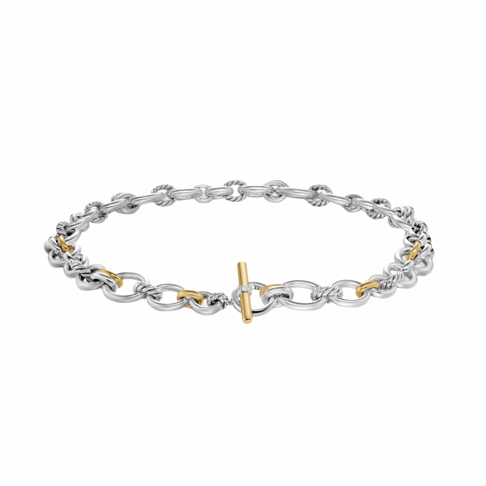 DY Mercer® Chain Necklace Sterling Silver with 18K Yellow Gold and Diamonds, 8mm - Image 2