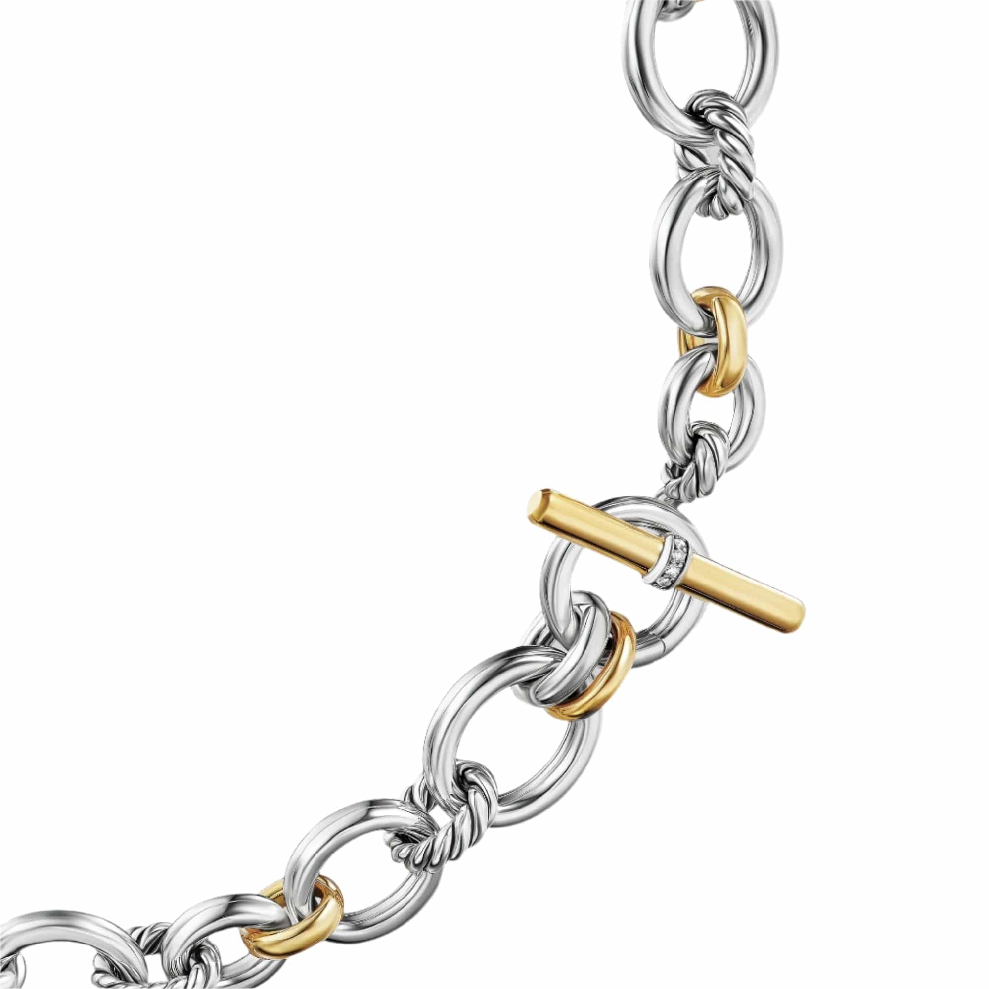DY Mercer® Chain Necklace Sterling Silver with 18K Yellow Gold and Diamonds, 8mm - Image 4