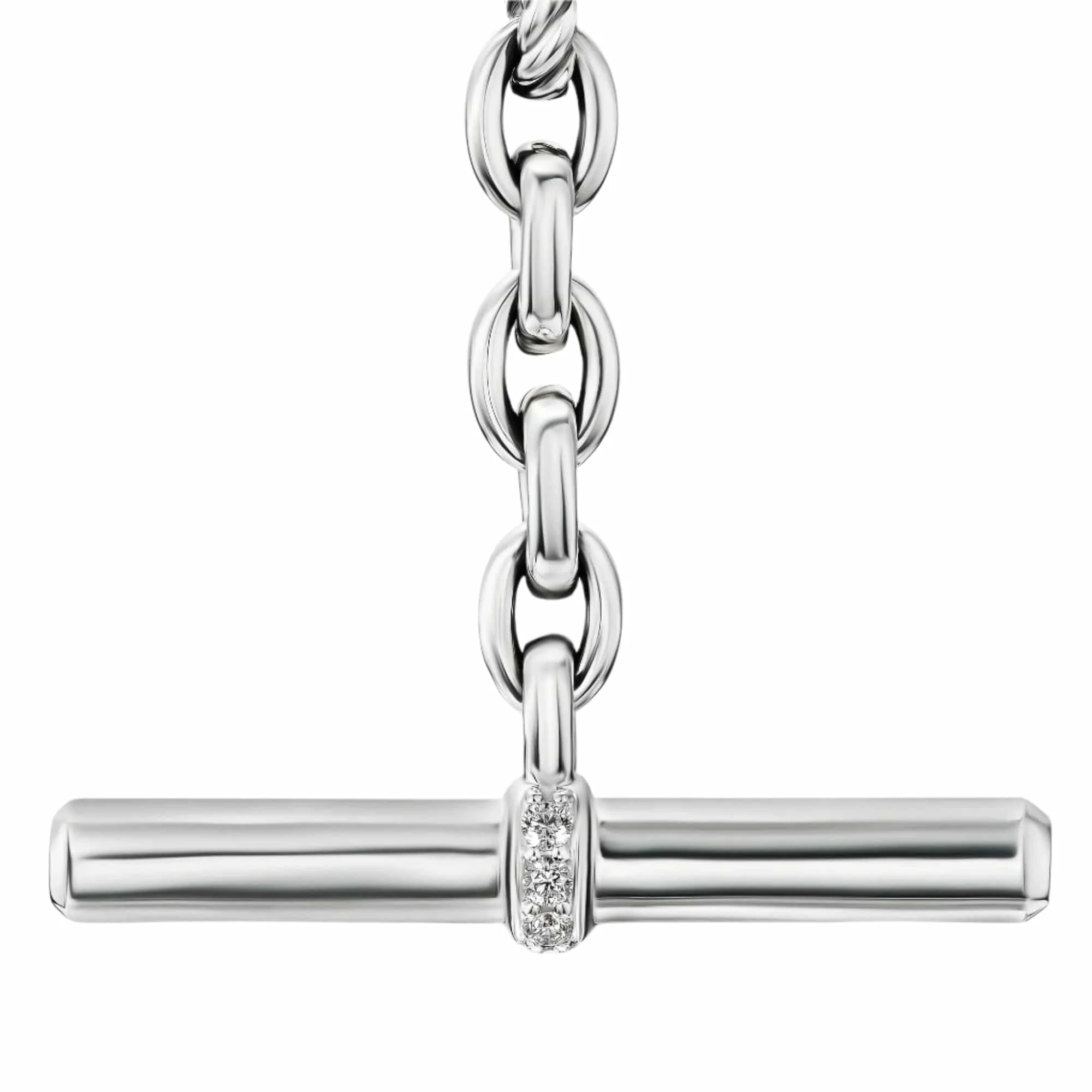 DY Mercer® Petite Toggle Chain Necklace Sterling Silver with Diamonds, 4.5mm - Image 4
