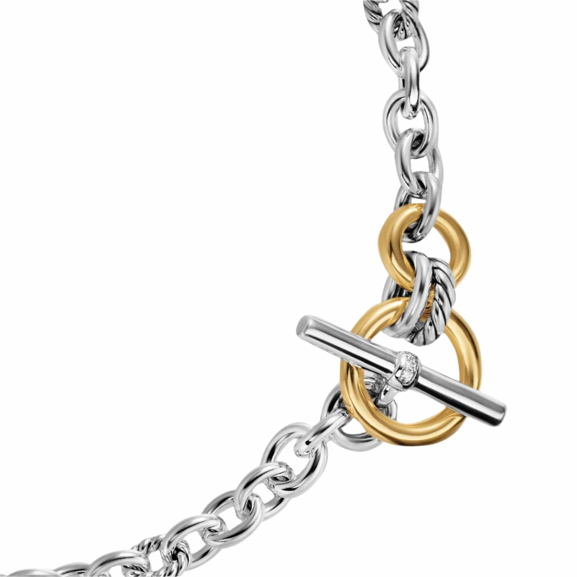 DY Mercer® Toggle Chain Necklace Sterling Silver with 18K Yellow Gold and Diamonds, 8mm - Image 4
