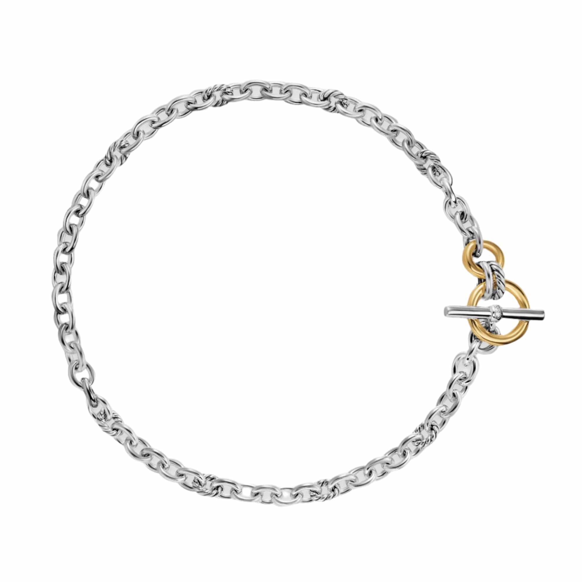 DY Mercer® Toggle Chain Necklace Sterling Silver with 18K Yellow Gold and Diamonds, 8mm - Image 2
