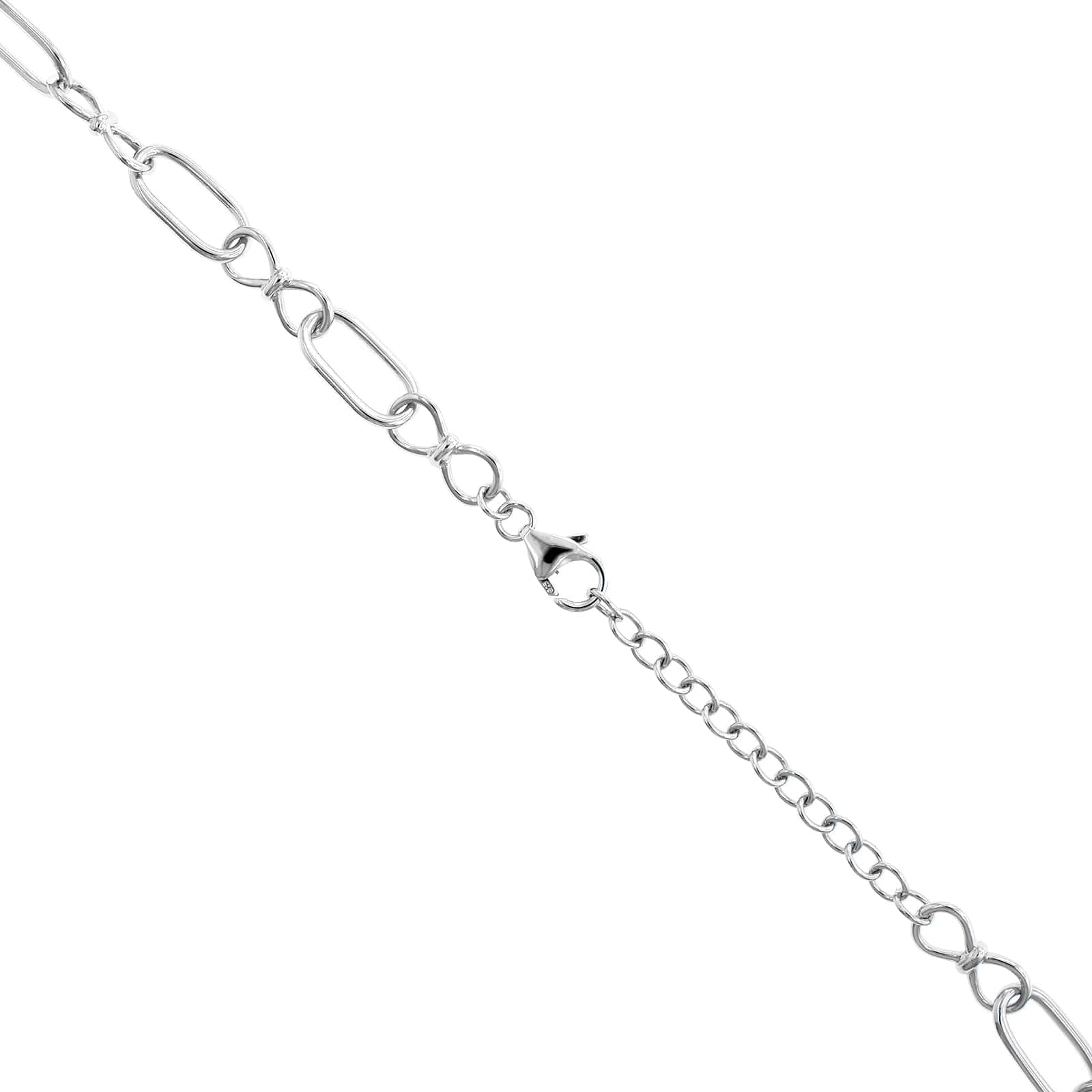 Sterling Silver Open Alternating Oval and Figure Eight Chain Link Necklace - Image 2