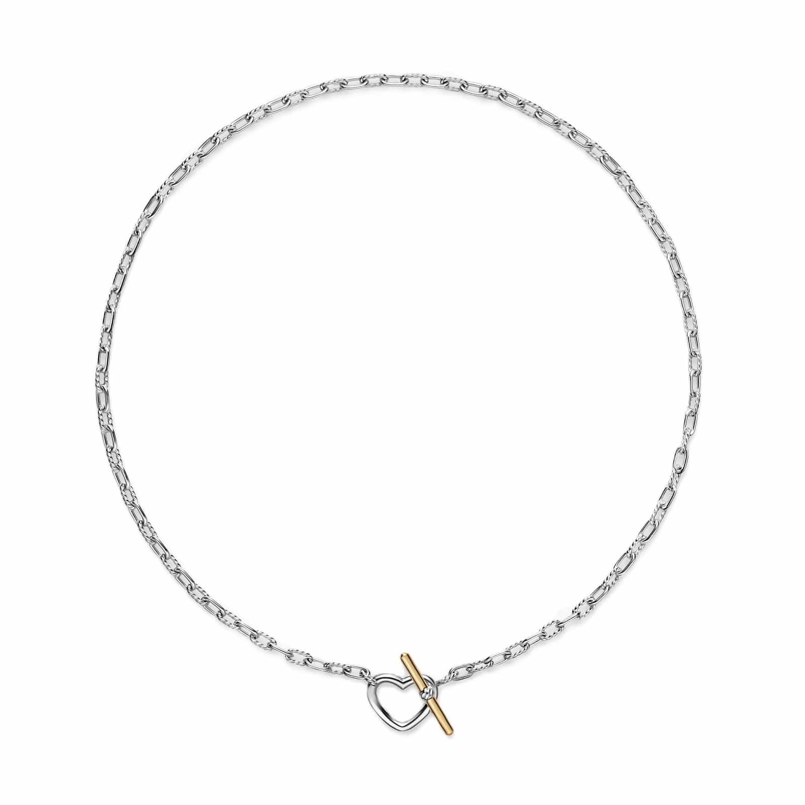 DY Madison® Heart Toggle Chain Necklace Sterling Silver with 18K Yellow Gold, 3mm - Image 2