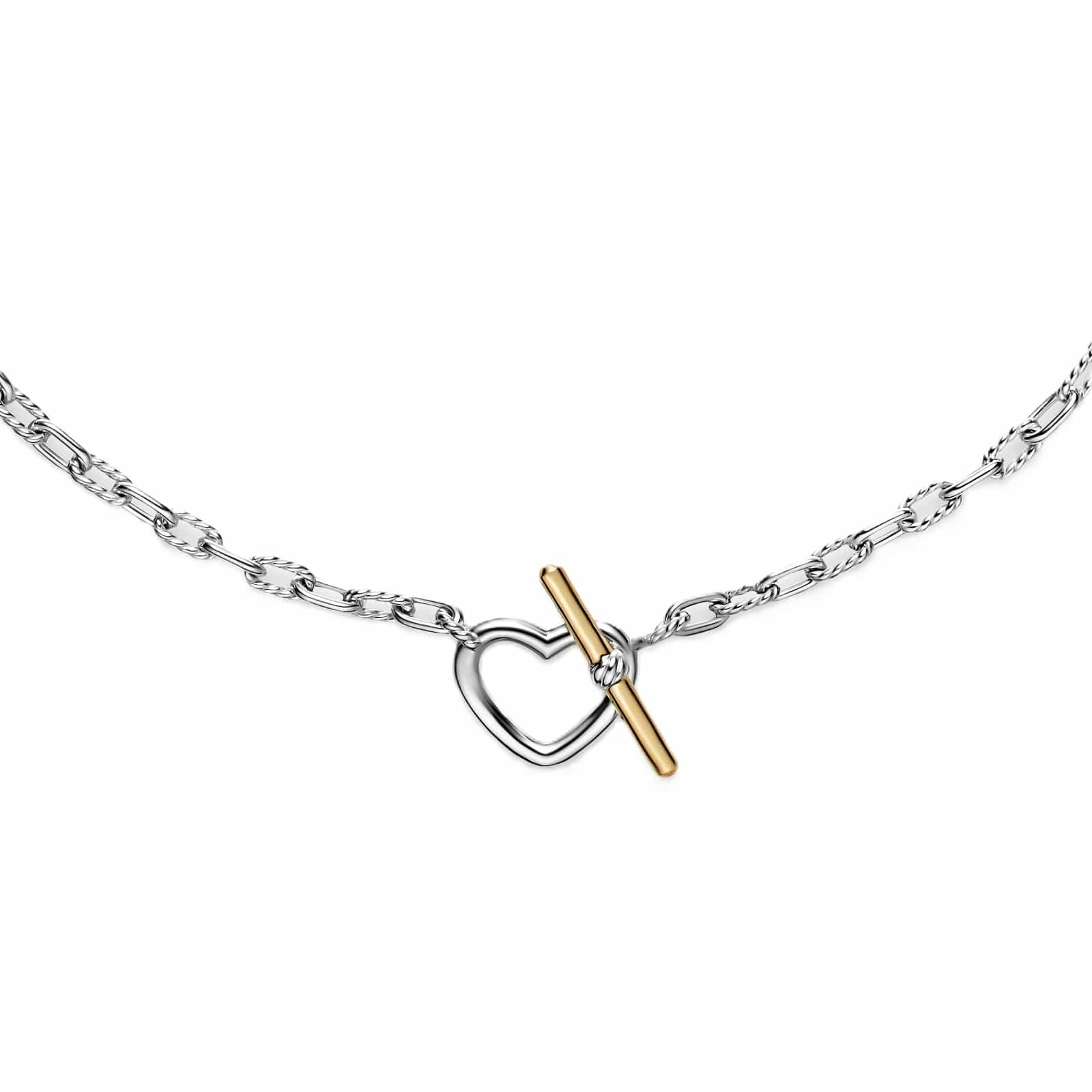 DY Madison® Heart Toggle Chain Necklace Sterling Silver with 18K Yellow Gold, 3mm - Image 3
