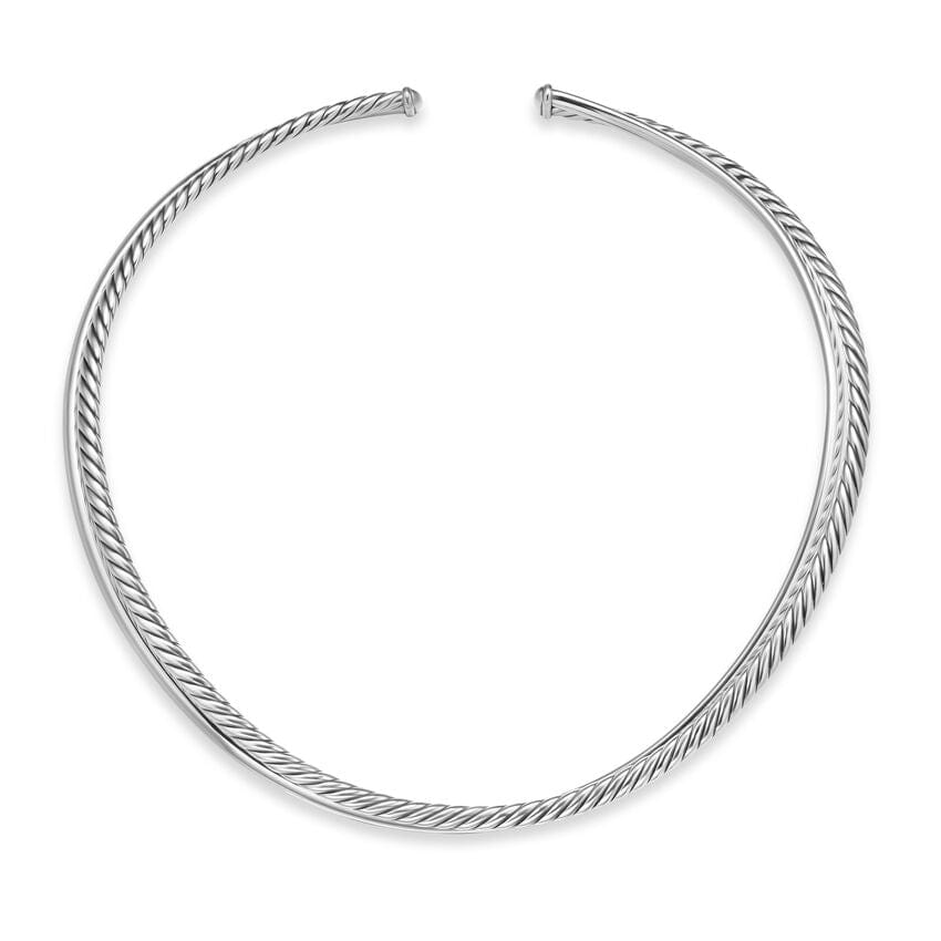 Bold Crossover Collar Necklace Sterling Silver, 10mm