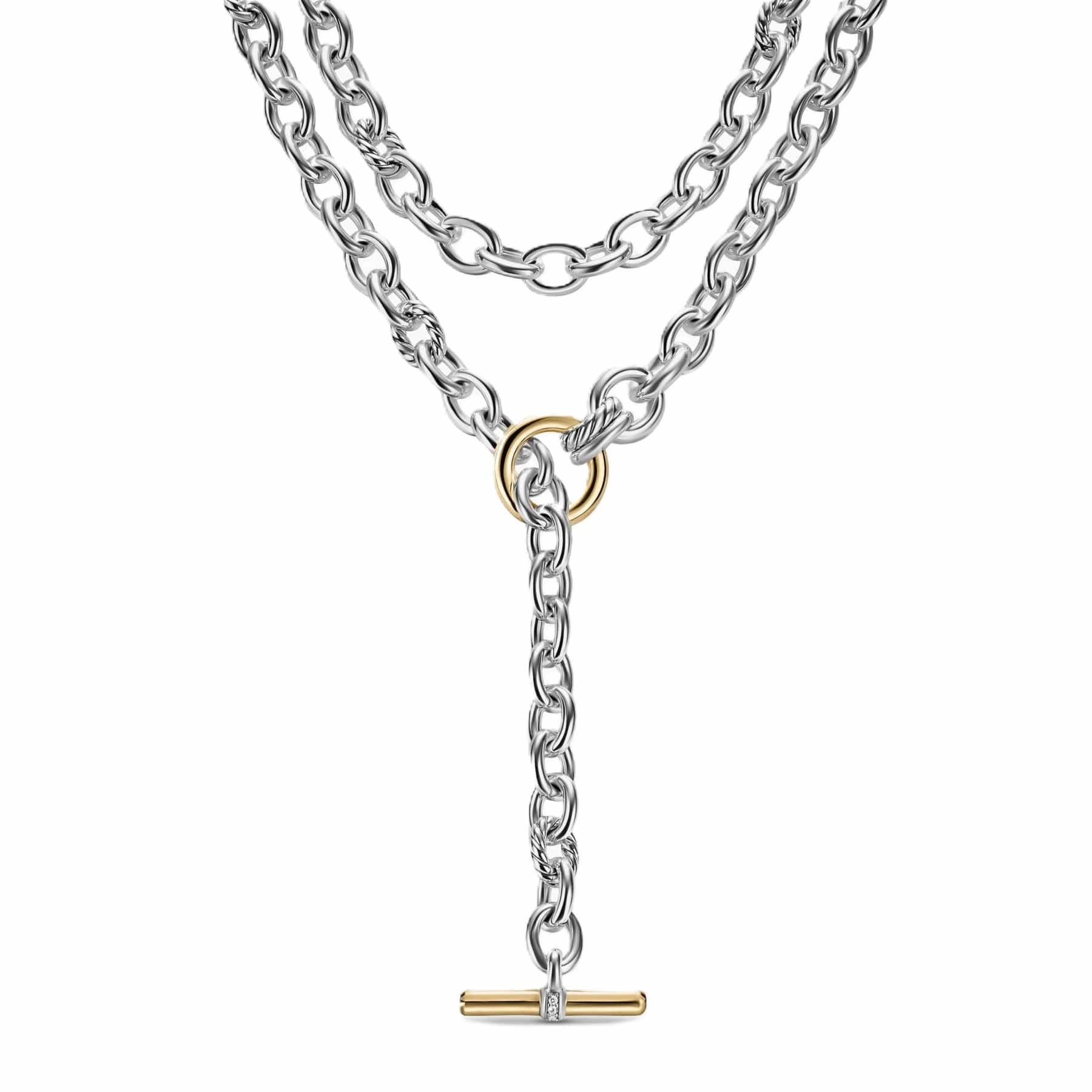 DY Mercer® Convertible Chain Necklace Sterling Silver with 18K Yellow Gold and Diamonds, 8mm - Image 3