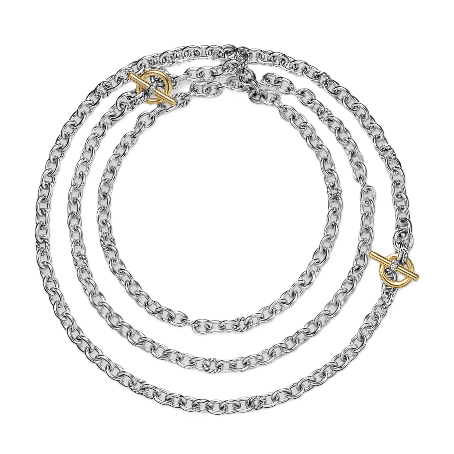 DY Mercer® Convertible Chain Necklace Sterling Silver with 18K Yellow Gold and Diamonds, 8mm - Image 4