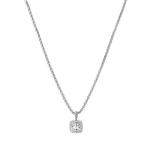 Pendant Necklace with White Topaz and Diamonds