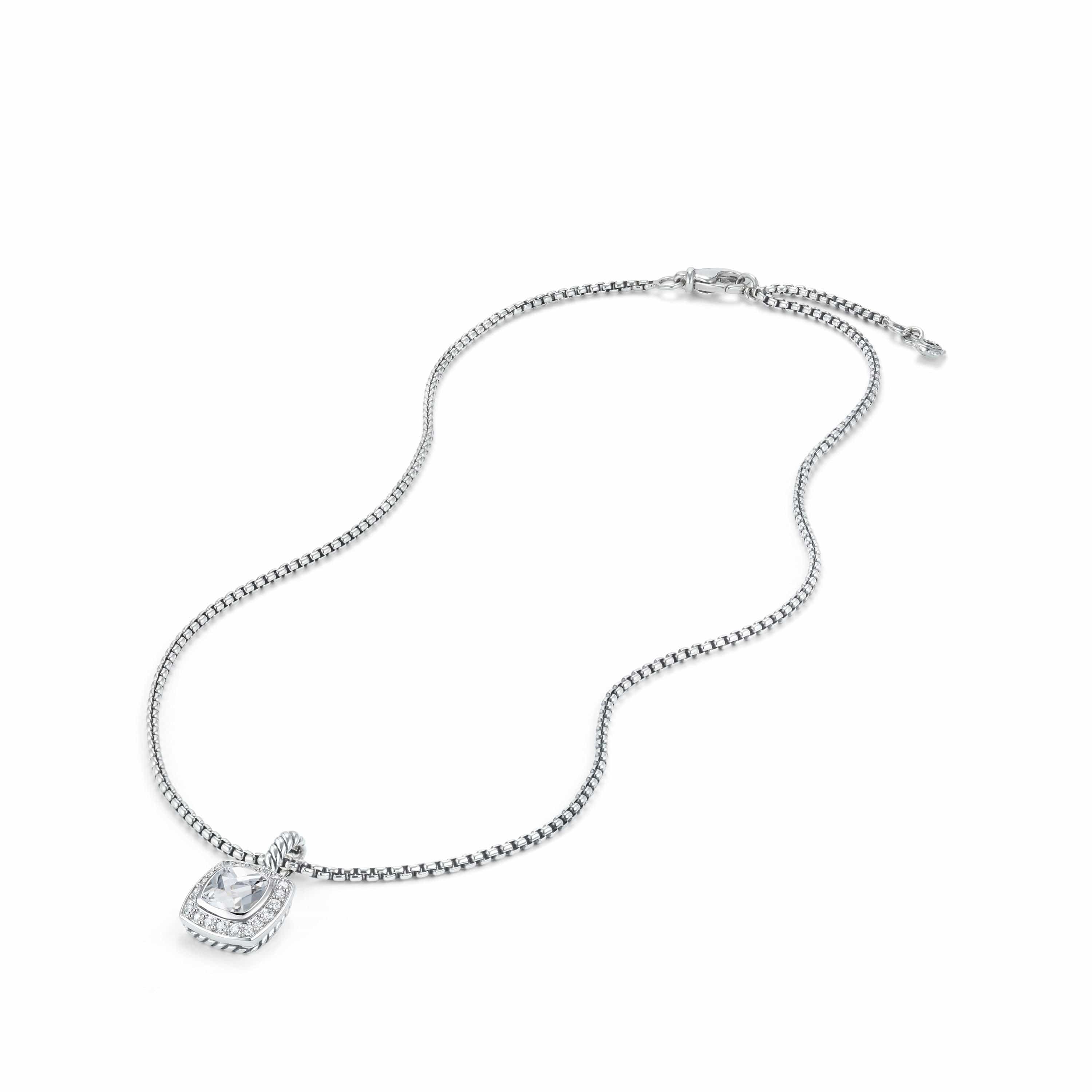 Pendant Necklace with White Topaz and Diamonds - Image 4