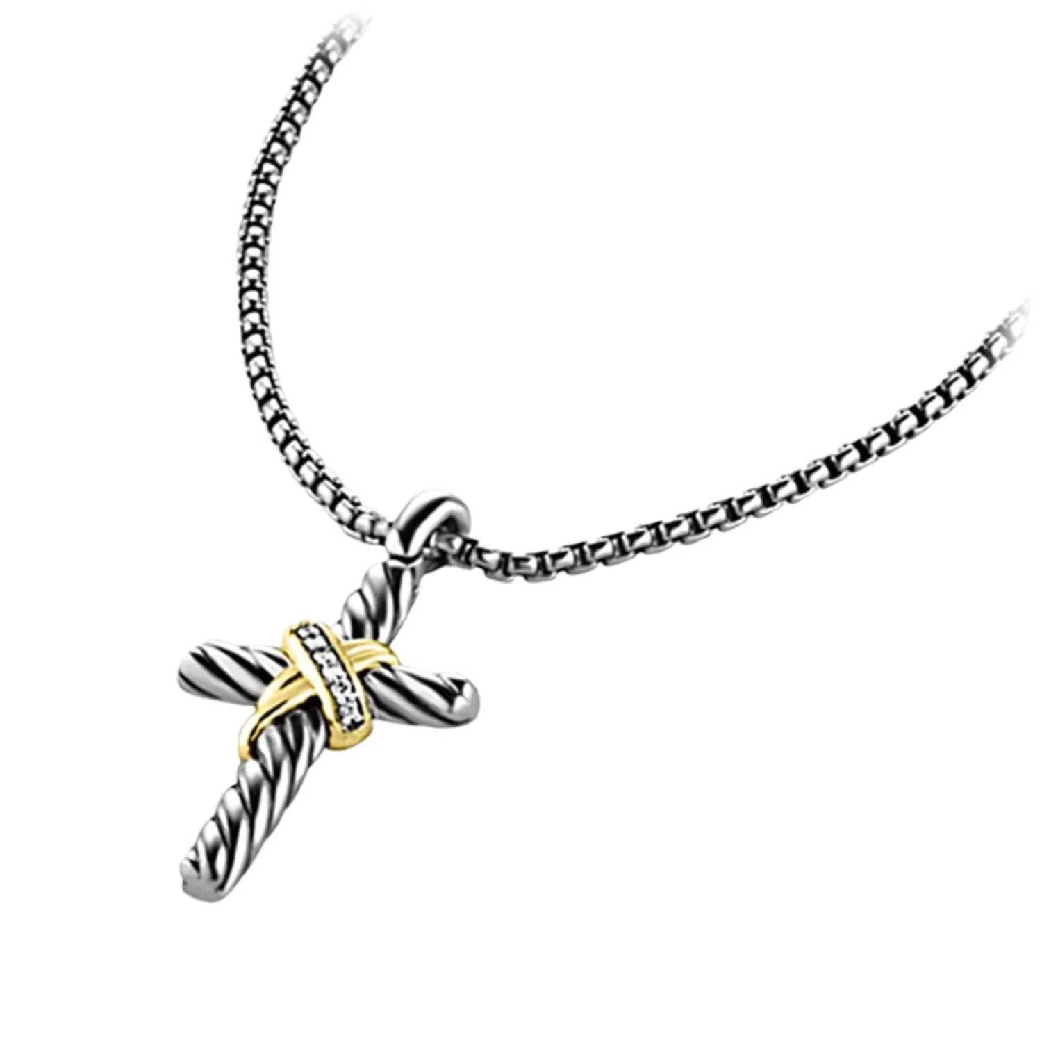 Cable Collectibles X Cross Necklace with Diamonds and 14K Gold - Image 3