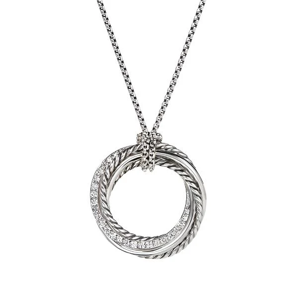 Crossover Pendant Necklace with Diamonds