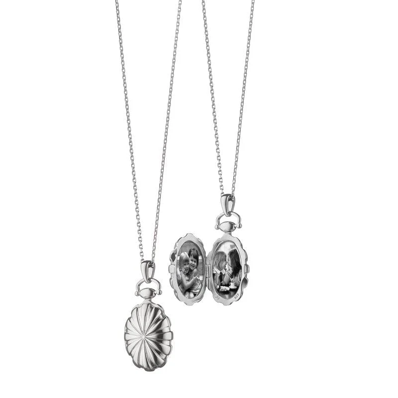 Sterling Silver Petite Starburst Locket Necklace