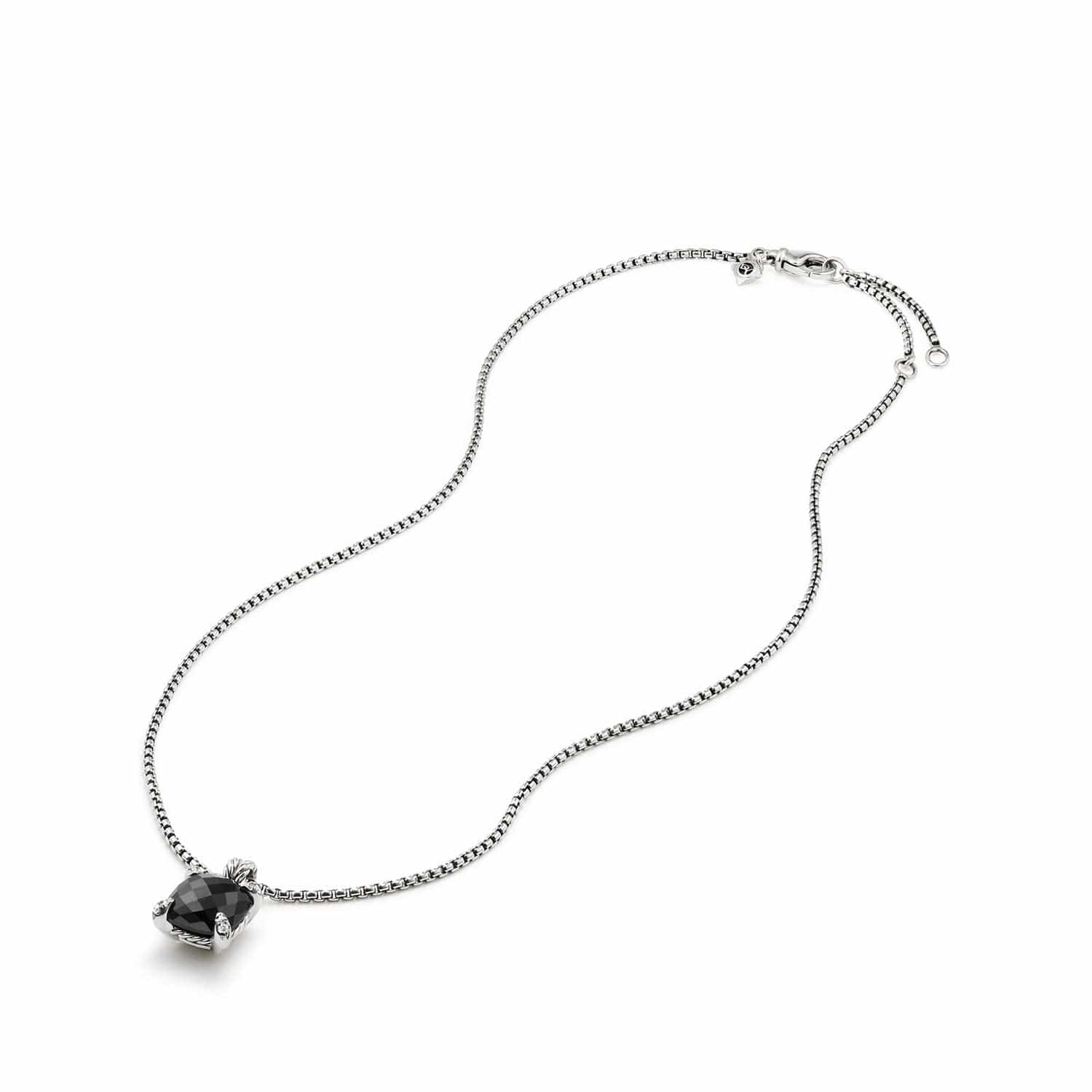 Chatelaine® Pendant Necklace with Black Onyx and Diamonds, 11mm - Image 4