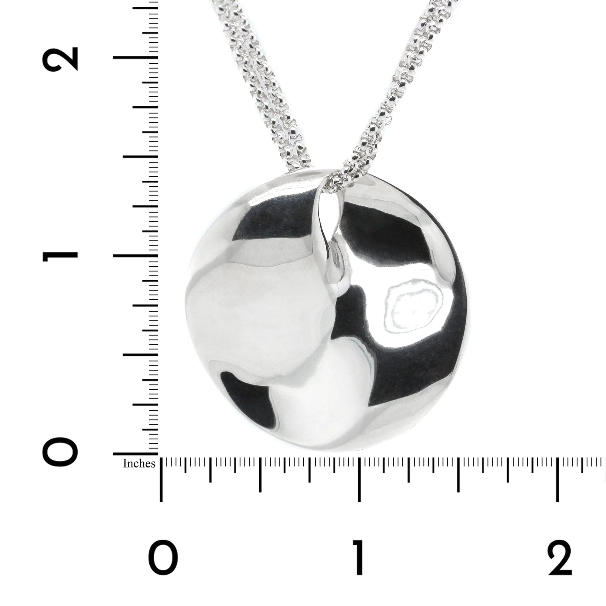 Sterling Silver Bent Disc Double Chain Necklace - Image 2