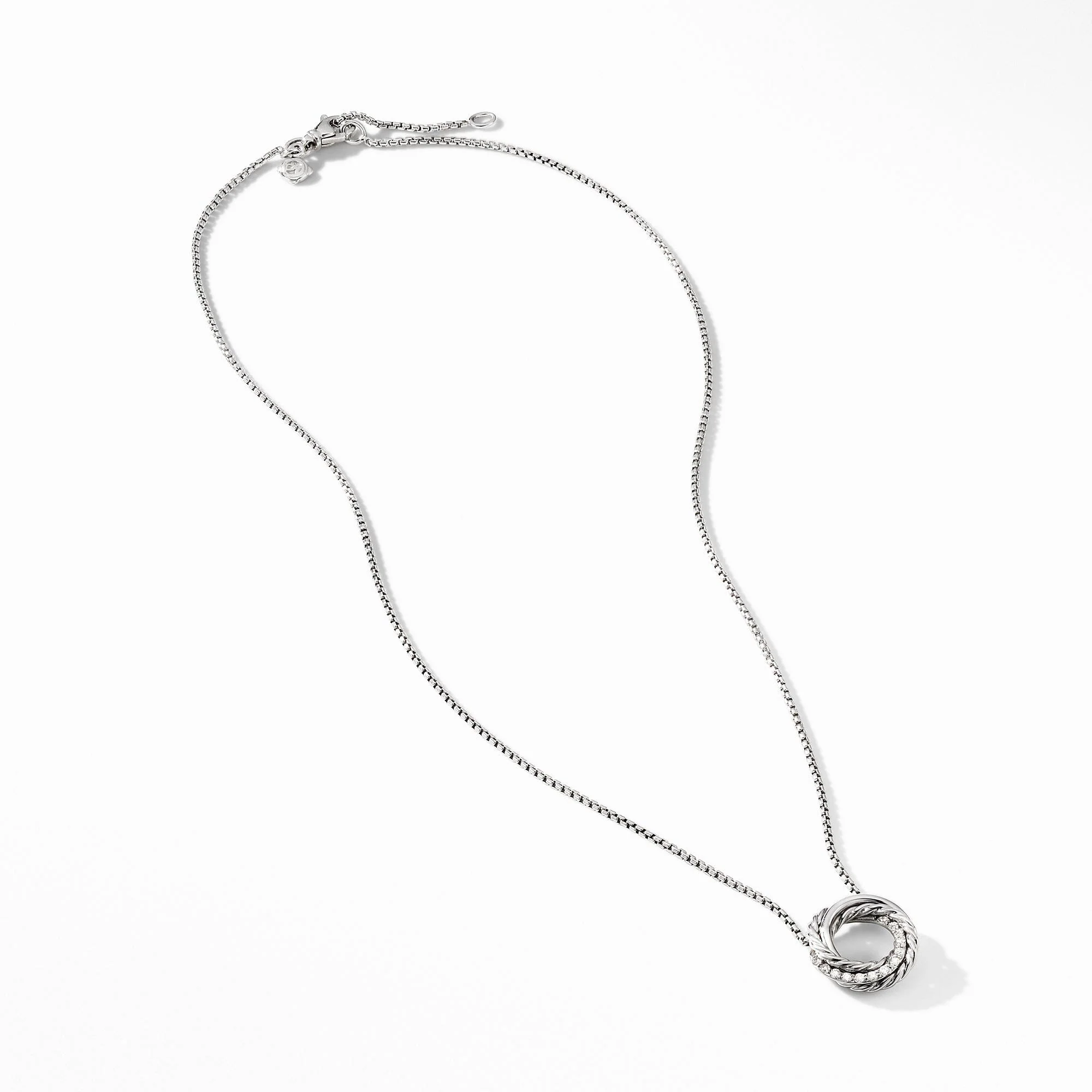 Crossover Mini Pendant Necklace with Diamonds - Image 2