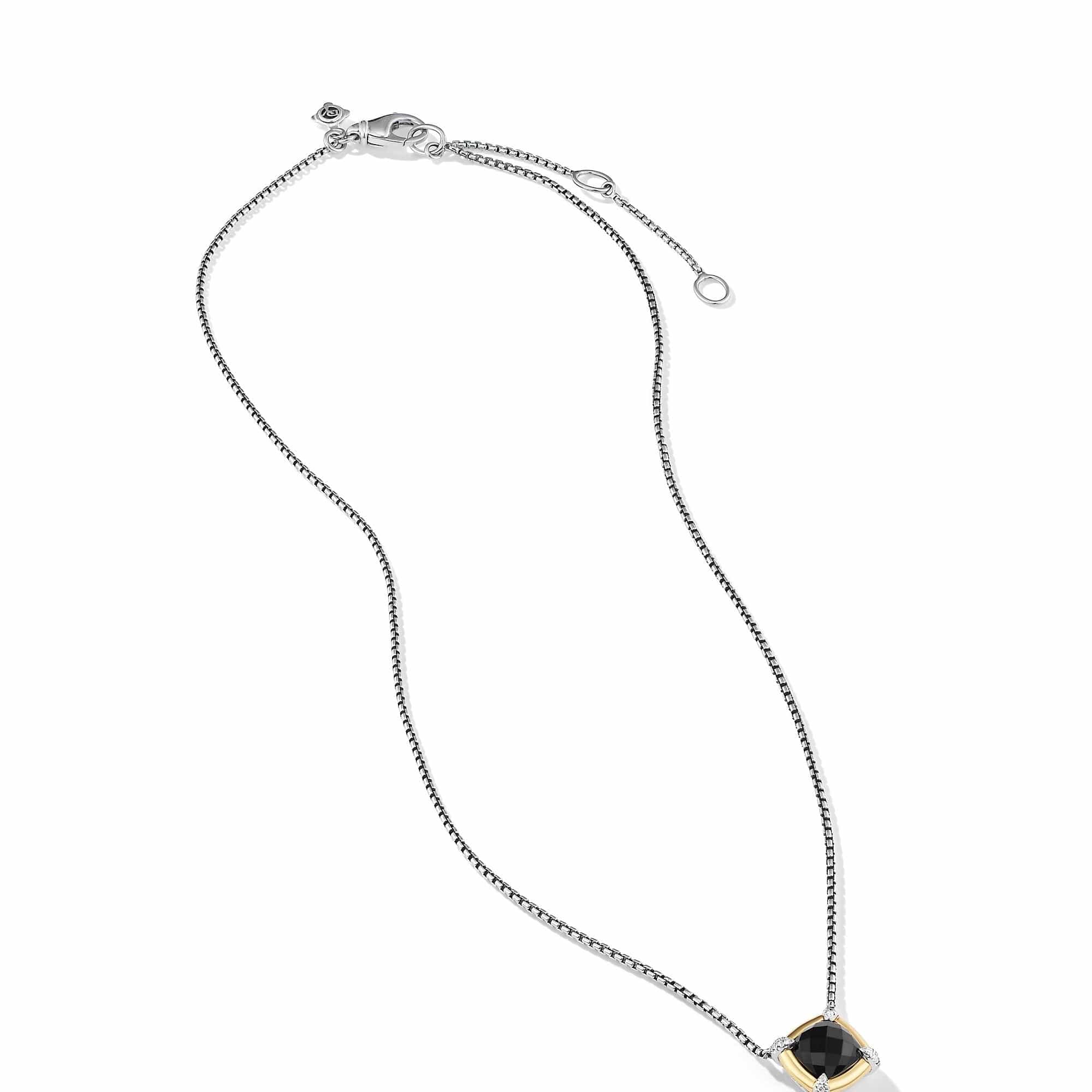 Petite Chatelaine® Pendant Necklace with Black Onyx, 18K Yellow Gold Bezel and Pavé Diamonds - Image 2