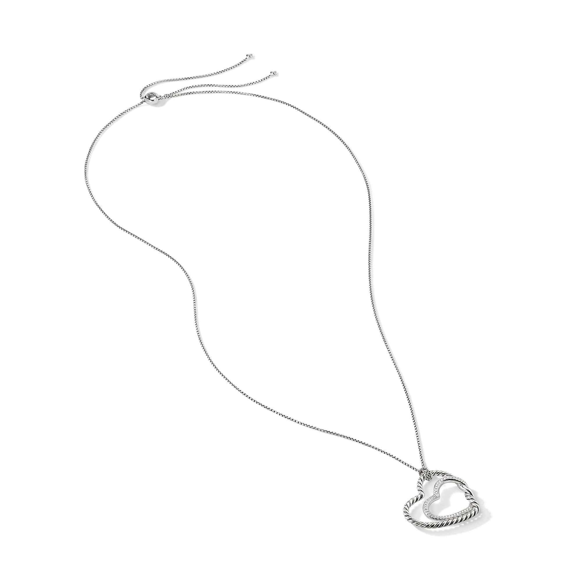 Continuance® Heart Necklace in Sterling Silver with Pavé Diamonds - Image 3