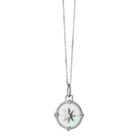 Sterling Silver Compass Mother of Pearl Pendant