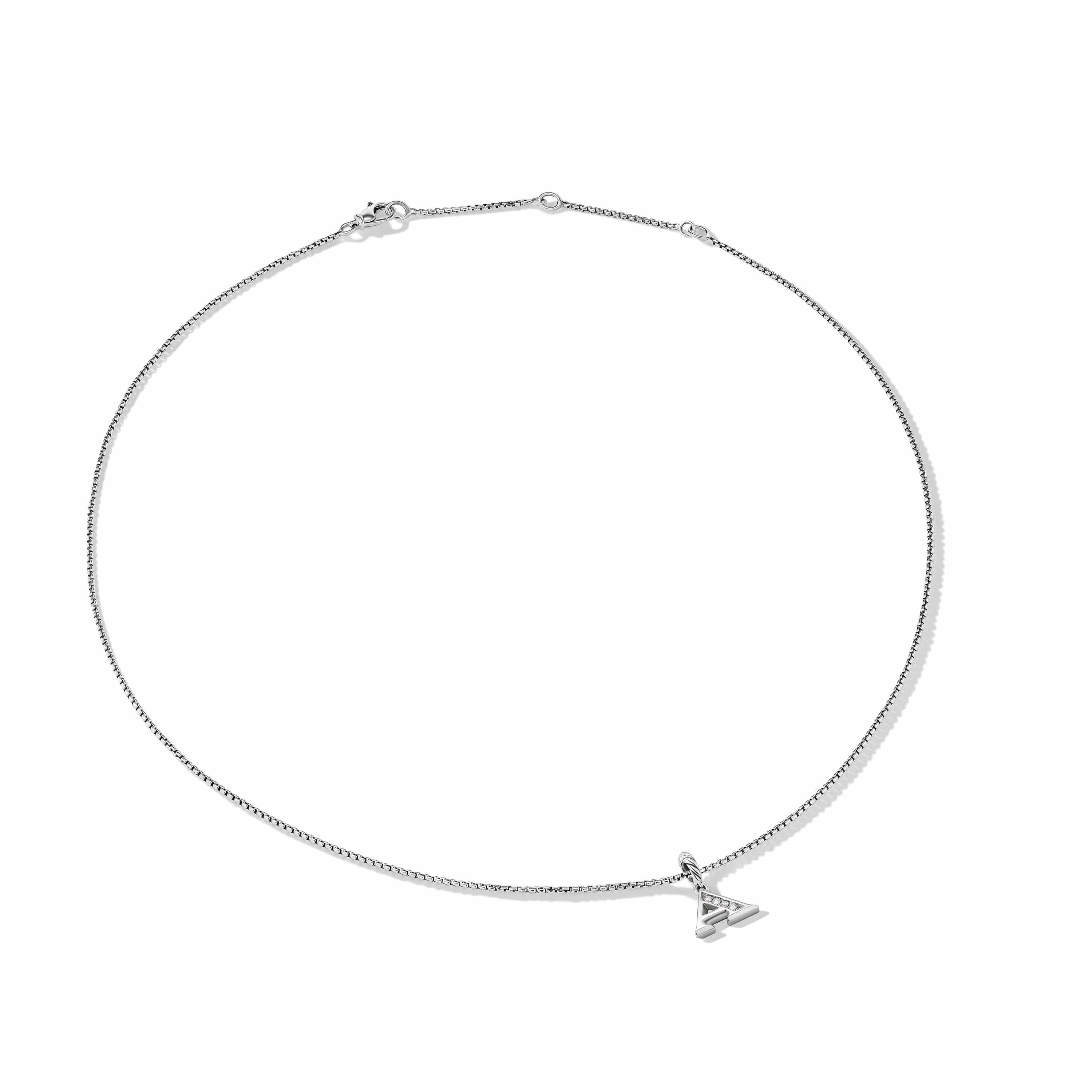 Pavé Initial Pendant Necklace in Sterling Silver with Diamond A - Image 3
