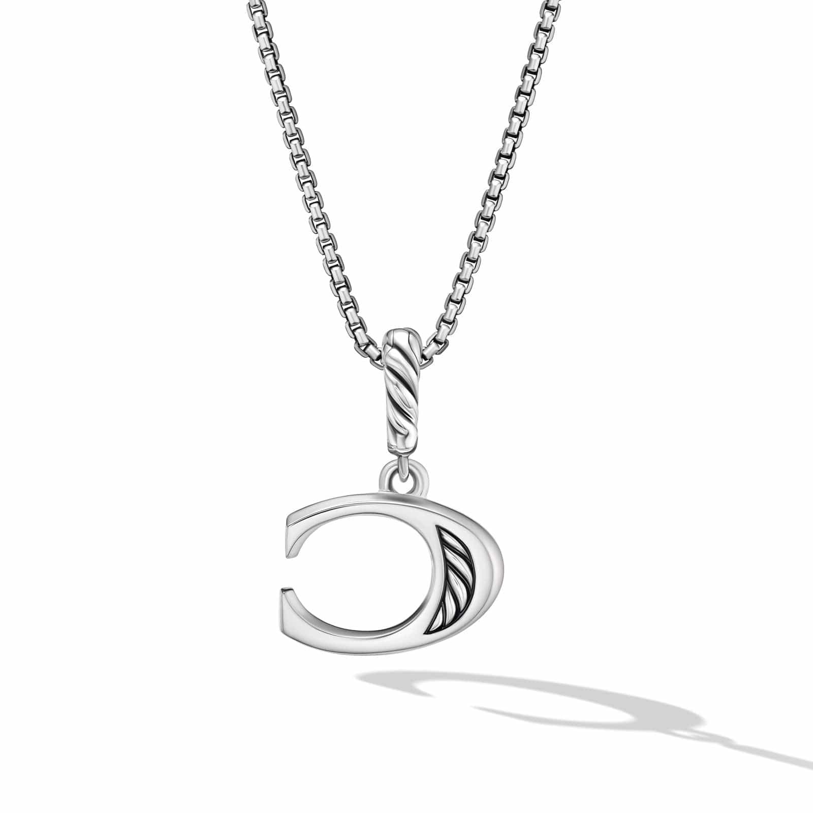 Pavé Initial Pendant Necklace in Sterling Silver with Diamond C - Image 3
