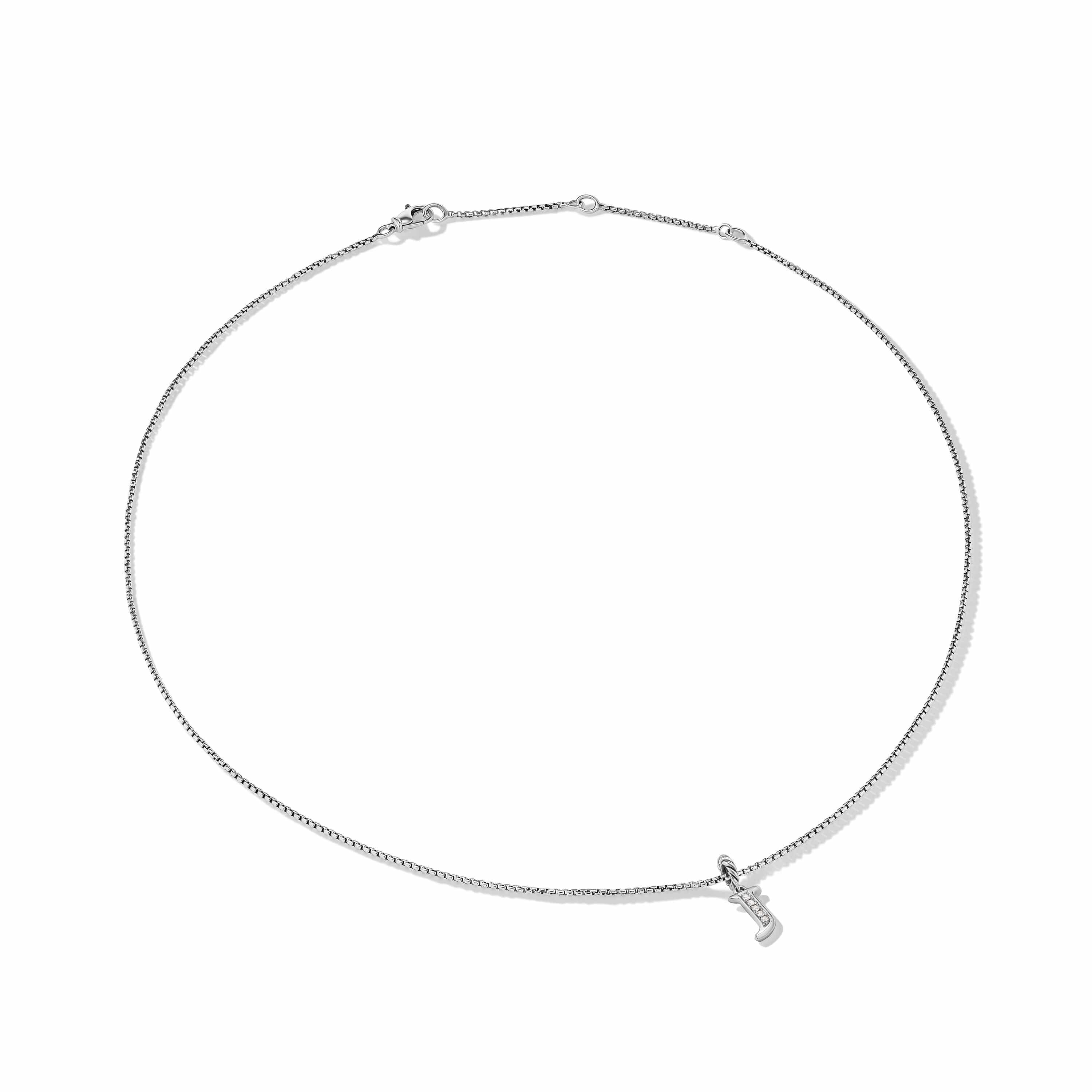 Pavé Initial Pendant Necklace in Sterling Silver with Diamond J - Image 3
