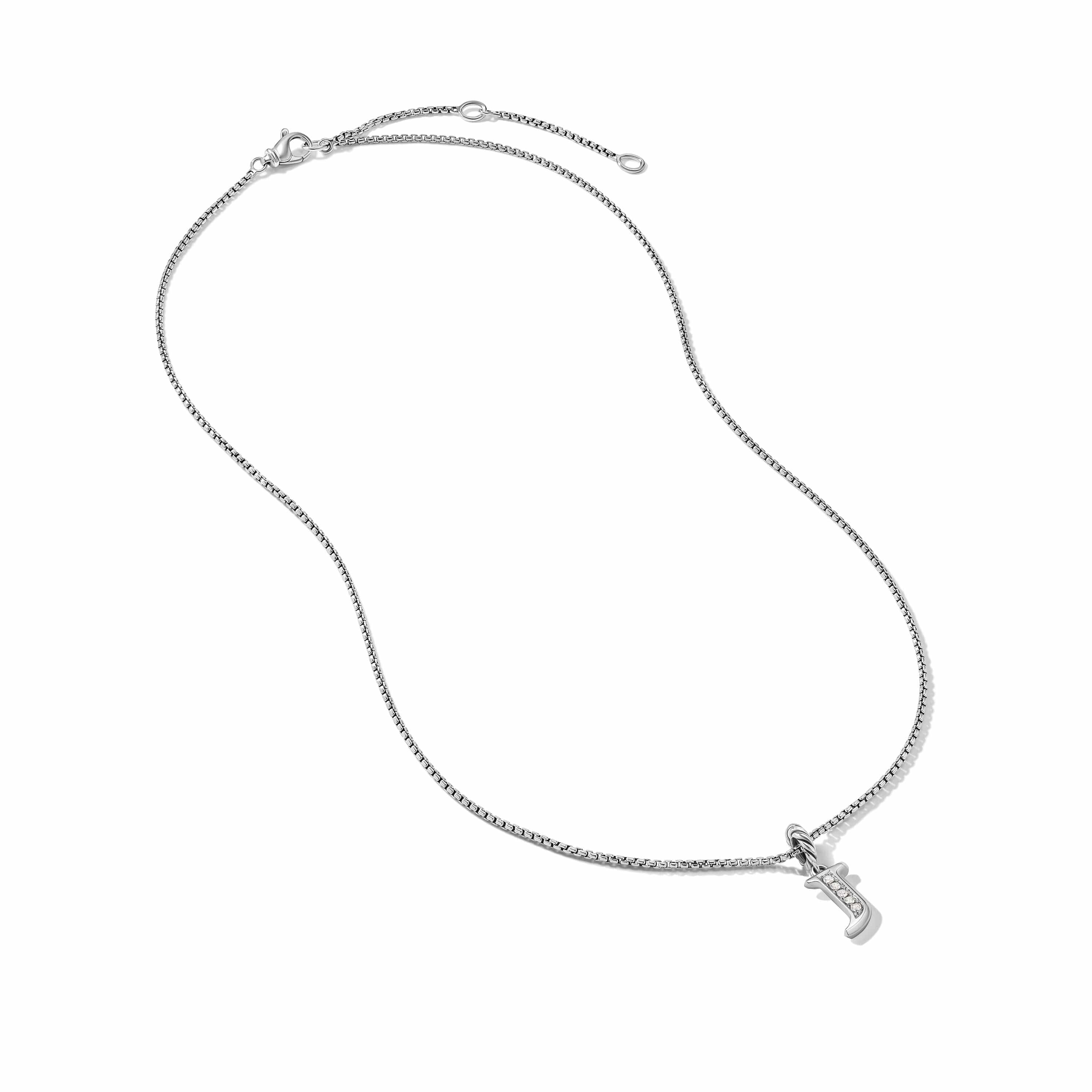 Pavé Initial Pendant Necklace in Sterling Silver with Diamond J - Image 4
