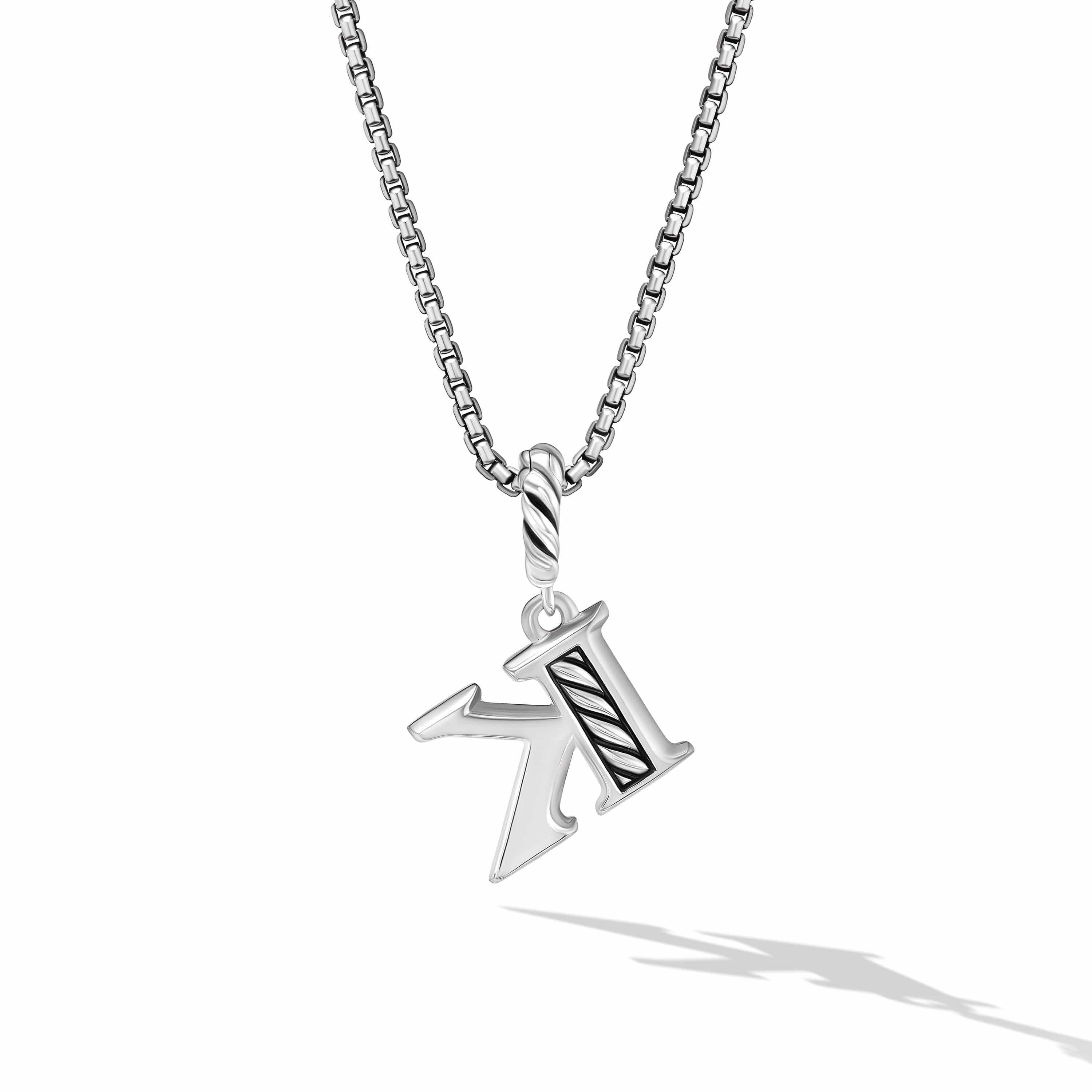 Pavé Initial Pendant Necklace in Sterling Silver with Diamond K - Image 2
