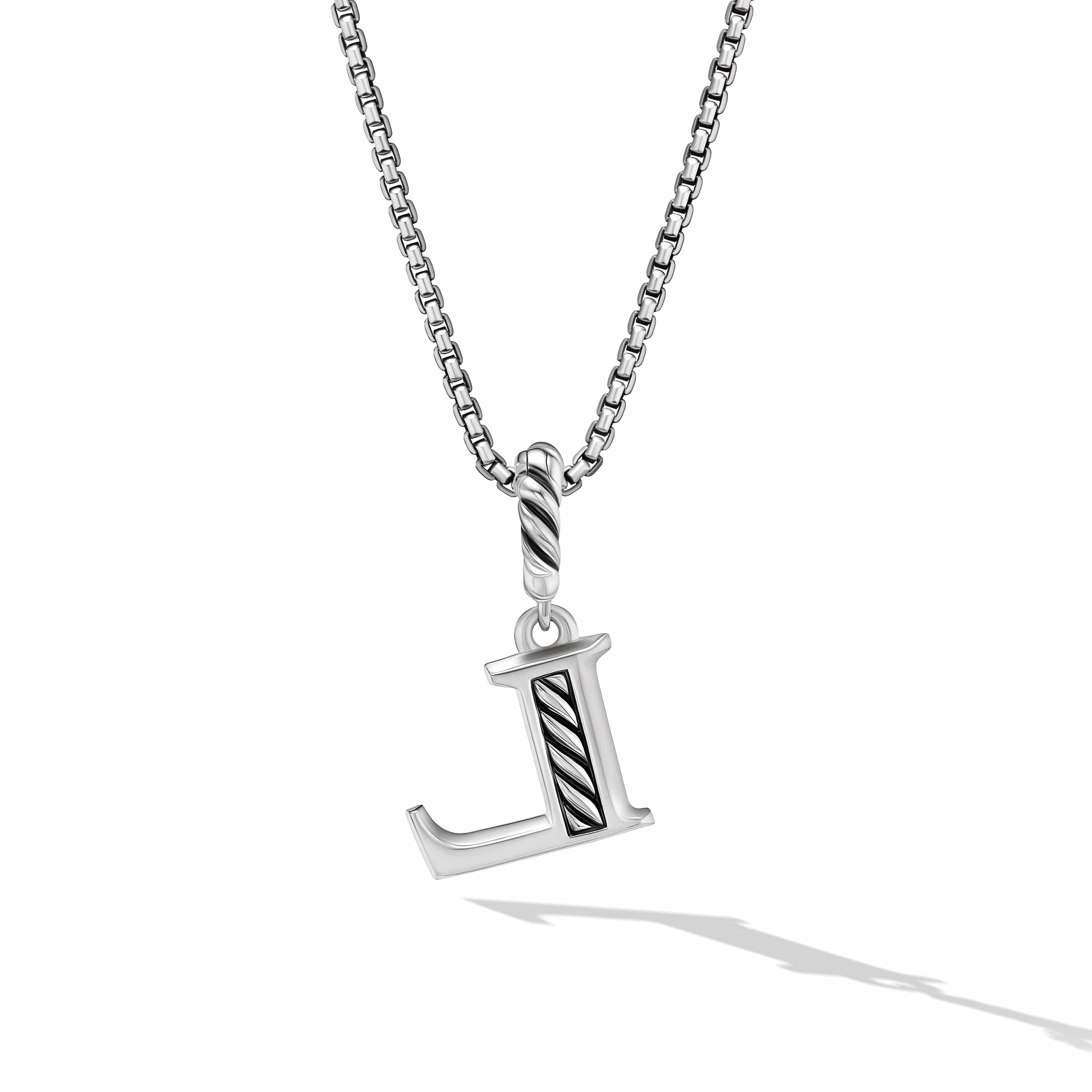 Pavé Initial Pendant Necklace in Sterling Silver with Diamond L - Image 2