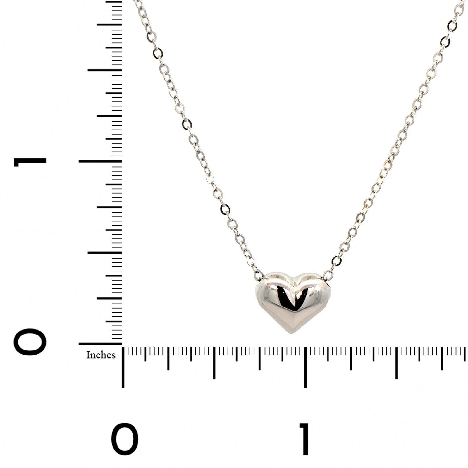 Sterling Silver Puffed Heart Pendant Necklace - Image 4