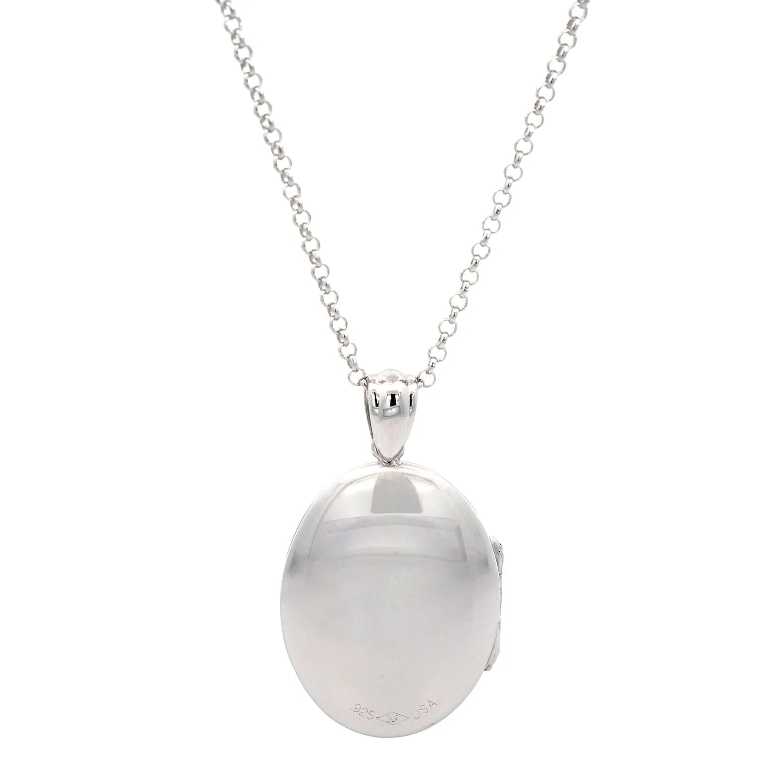 Sterling Silver Oval Diamond Locket Necklace - Image 2