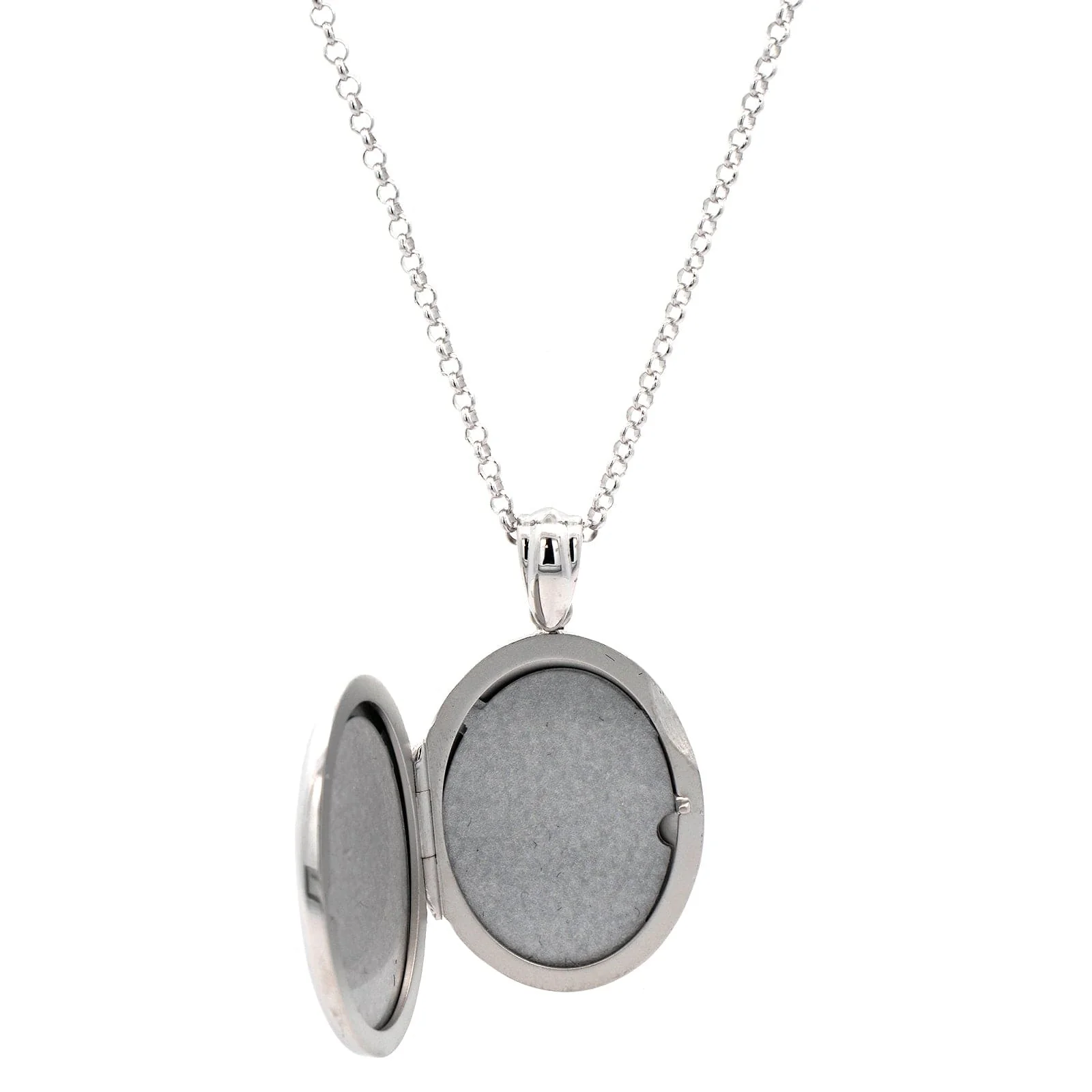 Sterling Silver Oval Diamond Locket Necklace - Image 4