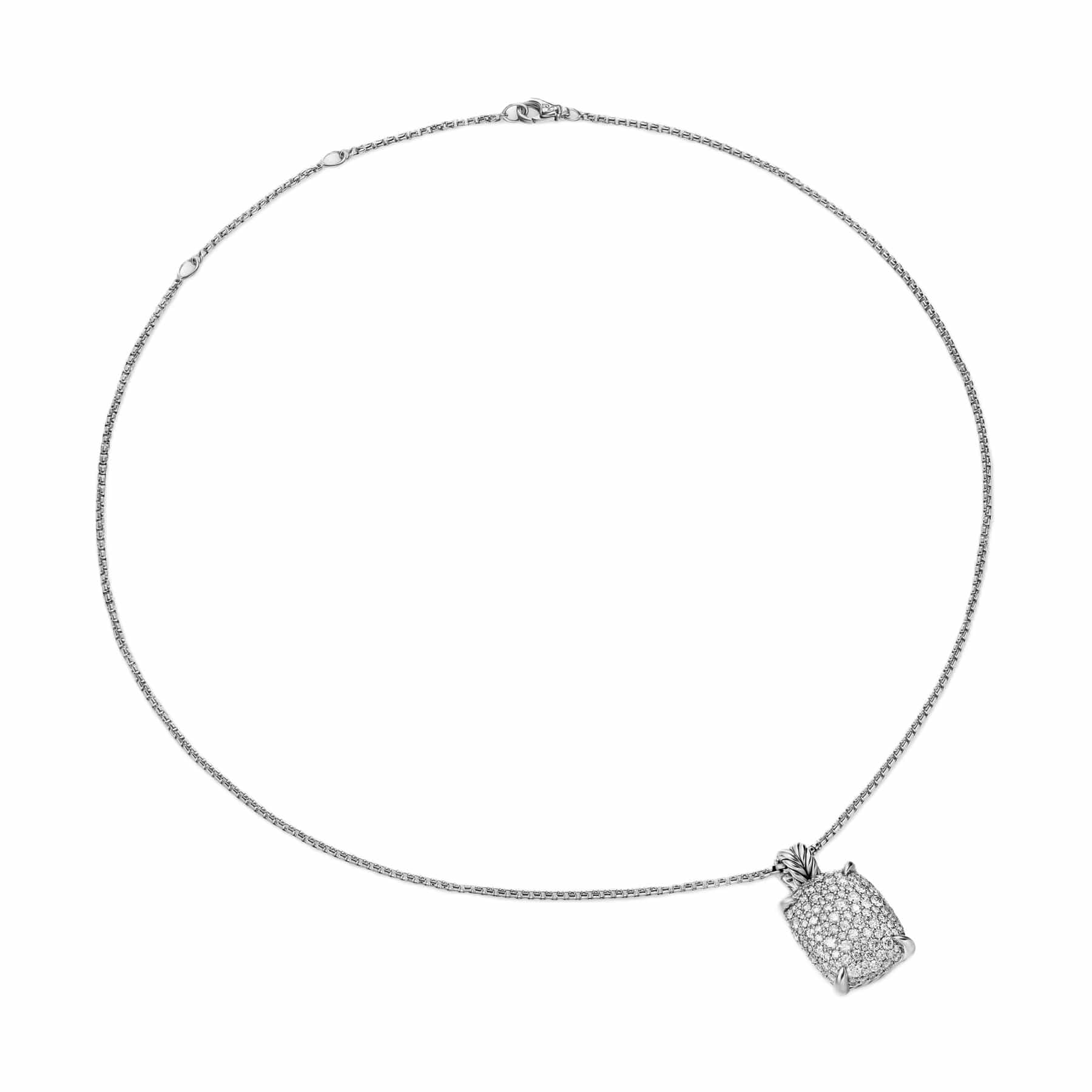 Chatelaine® Elongated Pendant Necklace Sterling Silver with Diamonds, 19mm - Image 2