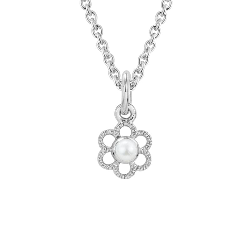 Sterling Silver Pearl Flower Pendant - Image 2