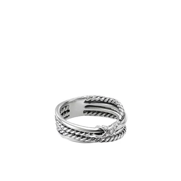 X Crossover Ring with Diamonds
