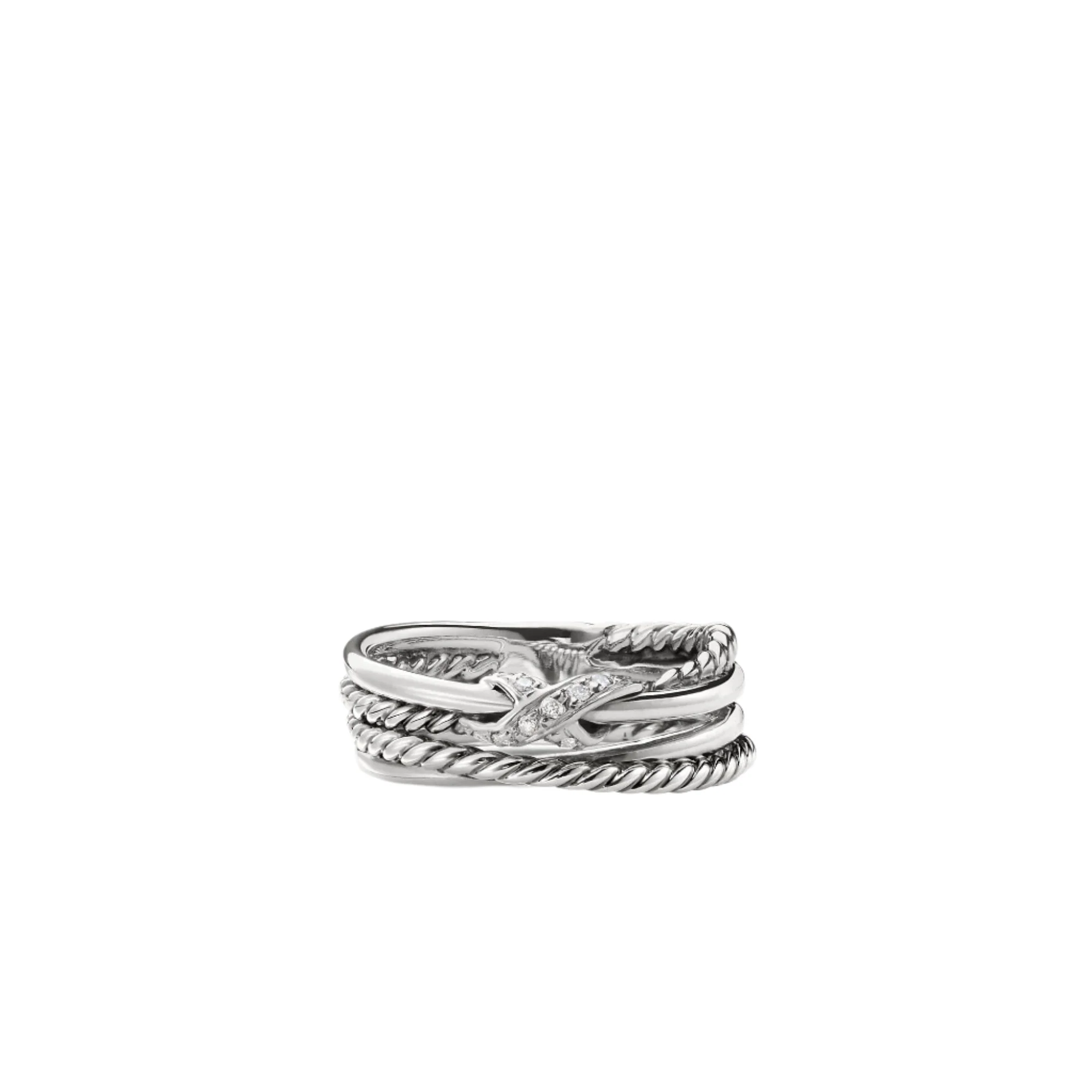 X Crossover Ring with Diamonds - Image 3