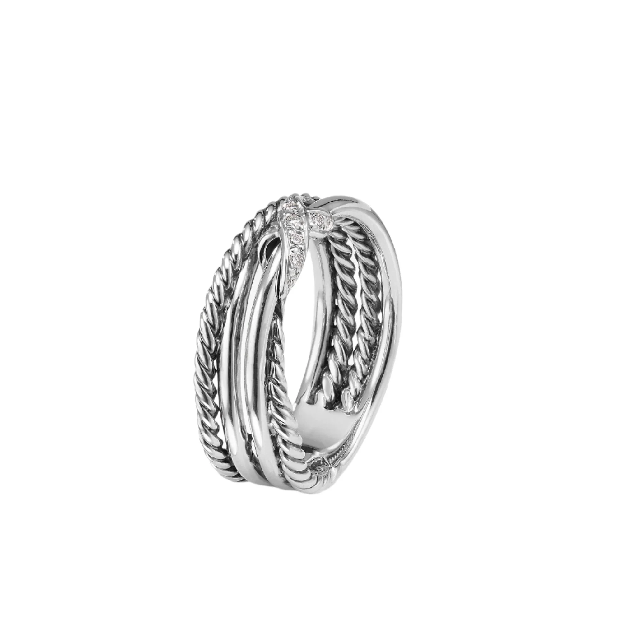X Crossover Ring with Diamonds - Image 4