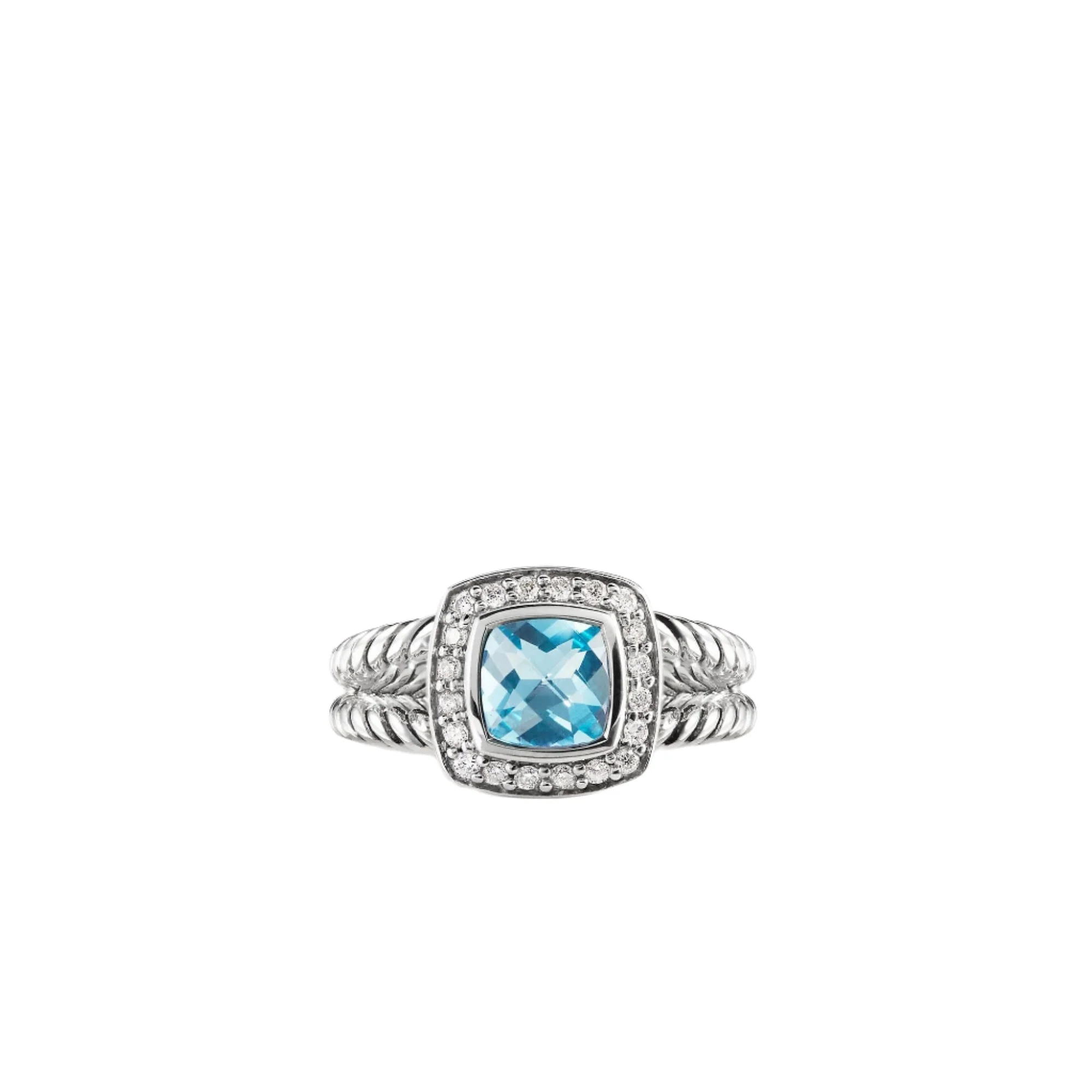 Petite Albion Ring with Blue Topaz and Diamonds - Image 3