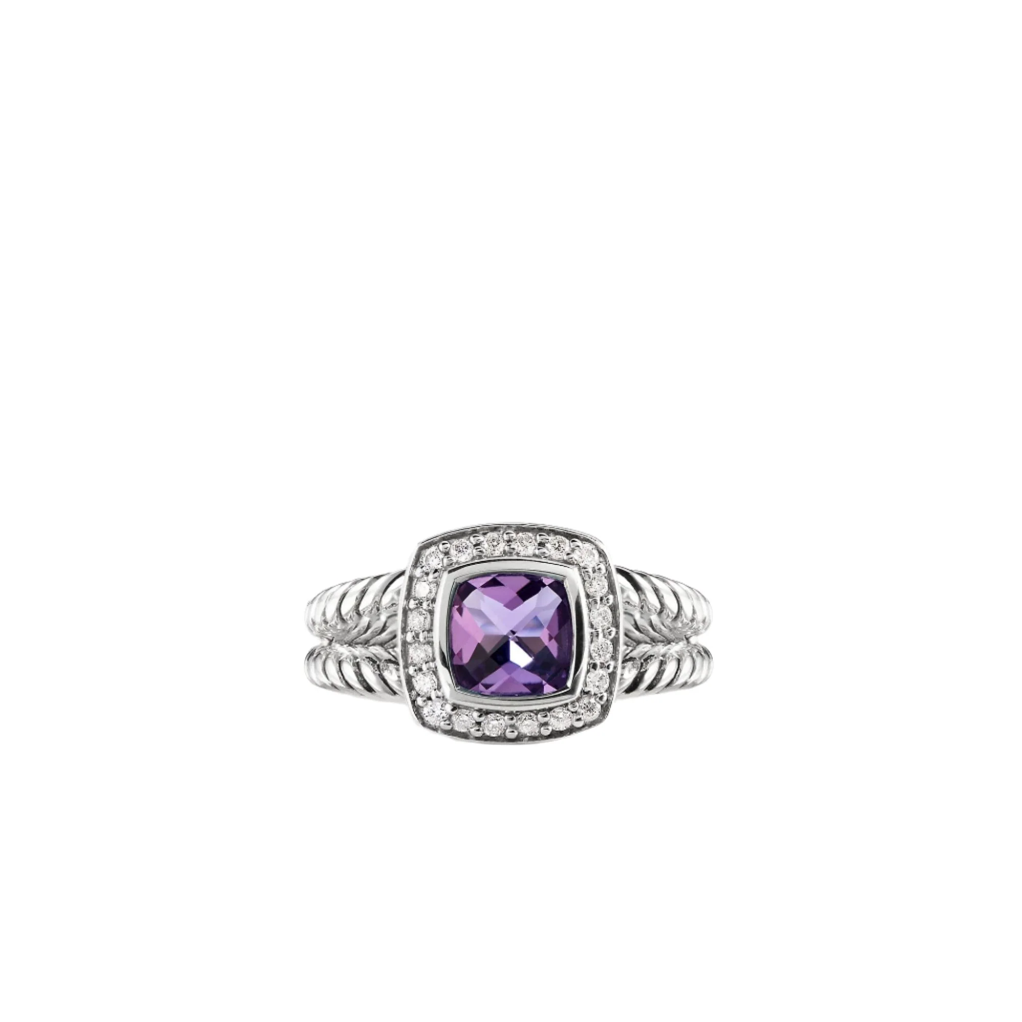 Petite Albion Ring with Amethyst and Diamonds - Image 2