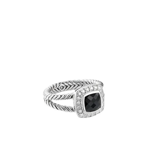 Petite Albion Ring with Black Onyx and Diamonds
