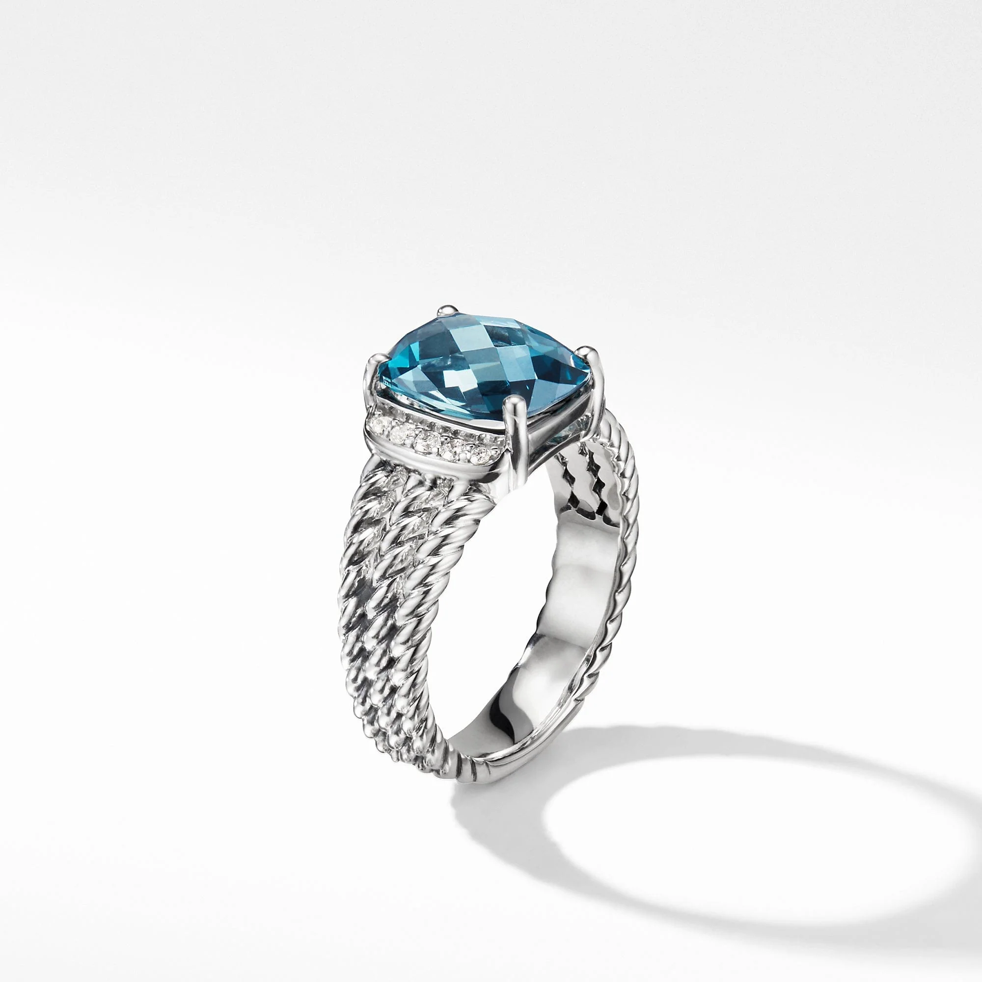 Petite Wheaton Ring with Hampton Blue Topaz and Diamonds - Image 4
