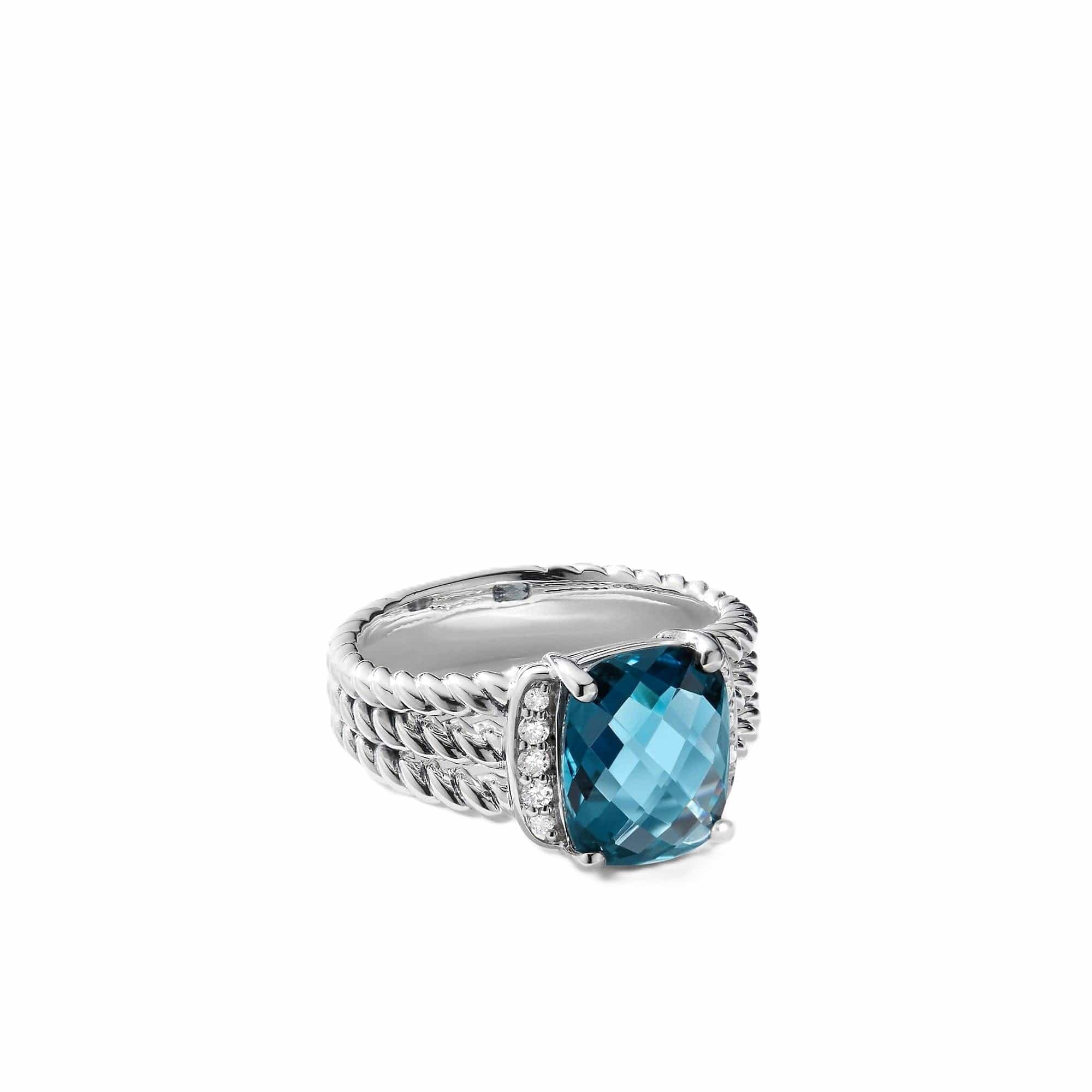 Petite Wheaton® Ring with Hampton Blue Topaz and Diamonds