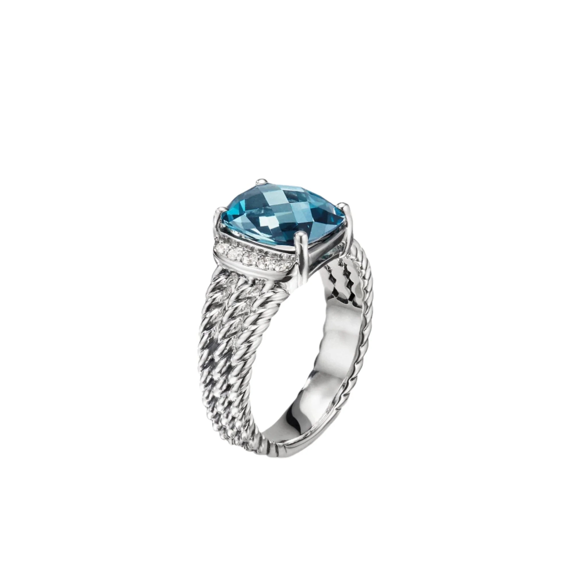 Petite Wheaton® Ring with Hampton Blue Topaz and Diamonds - Image 4