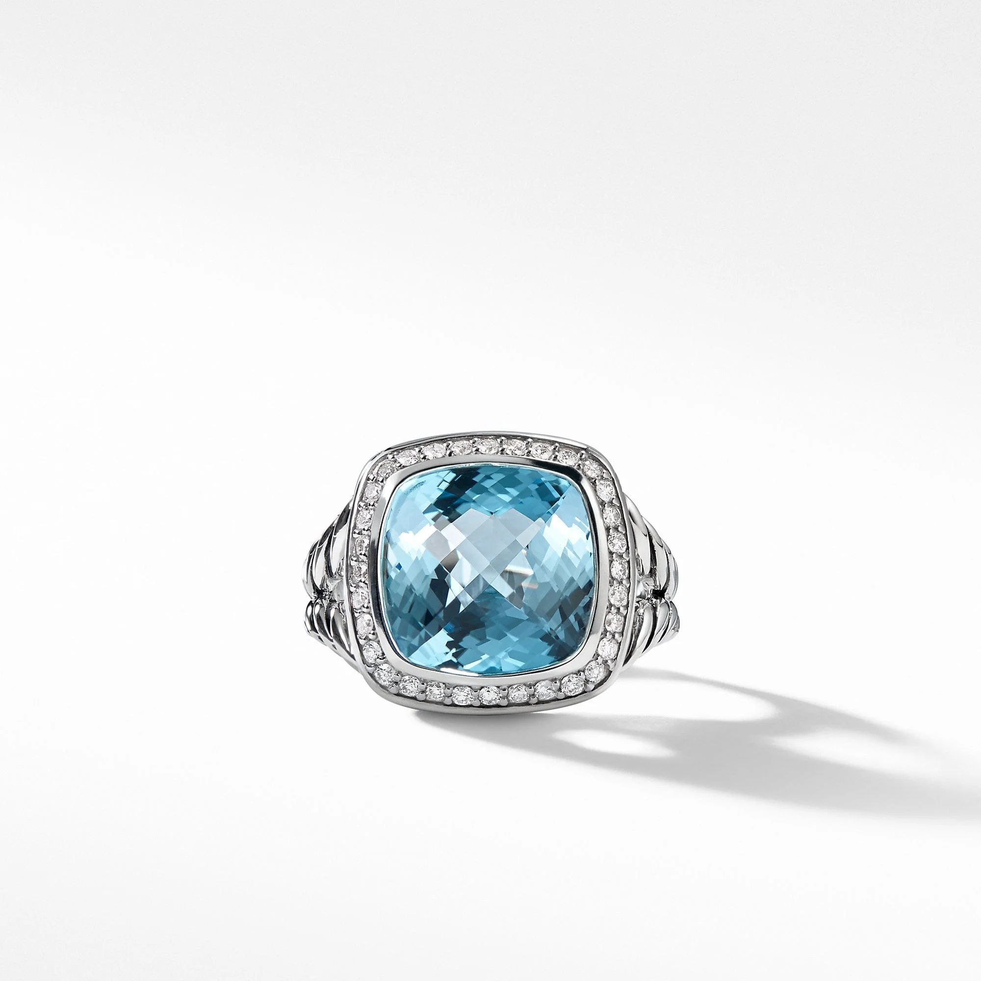 Ring with Blue Topaz and Diamonds - Image 3